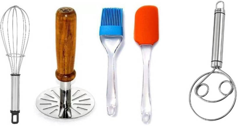     			omortex Multicolor Virgin Plastic Masher, Whisk, Spatula, Brush ( Set of 5 )