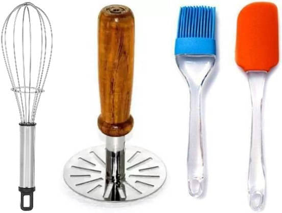     			omortex Multicolor Virgin Plastic Whisk, Masher ( Set of 4 )