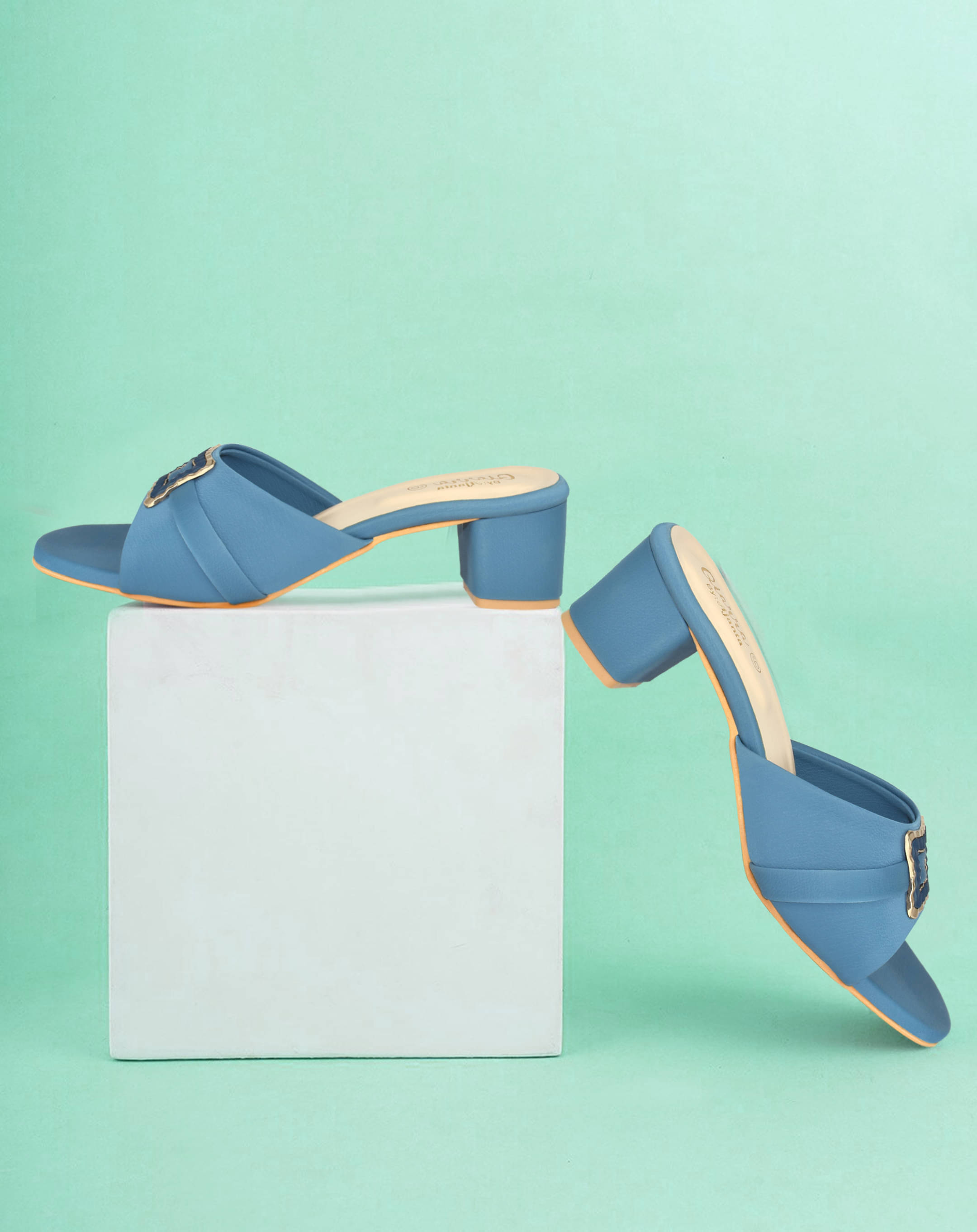 Ajanta Blue Women's Slip On Heels     			Ajanta Blue Women's Slip On Heels