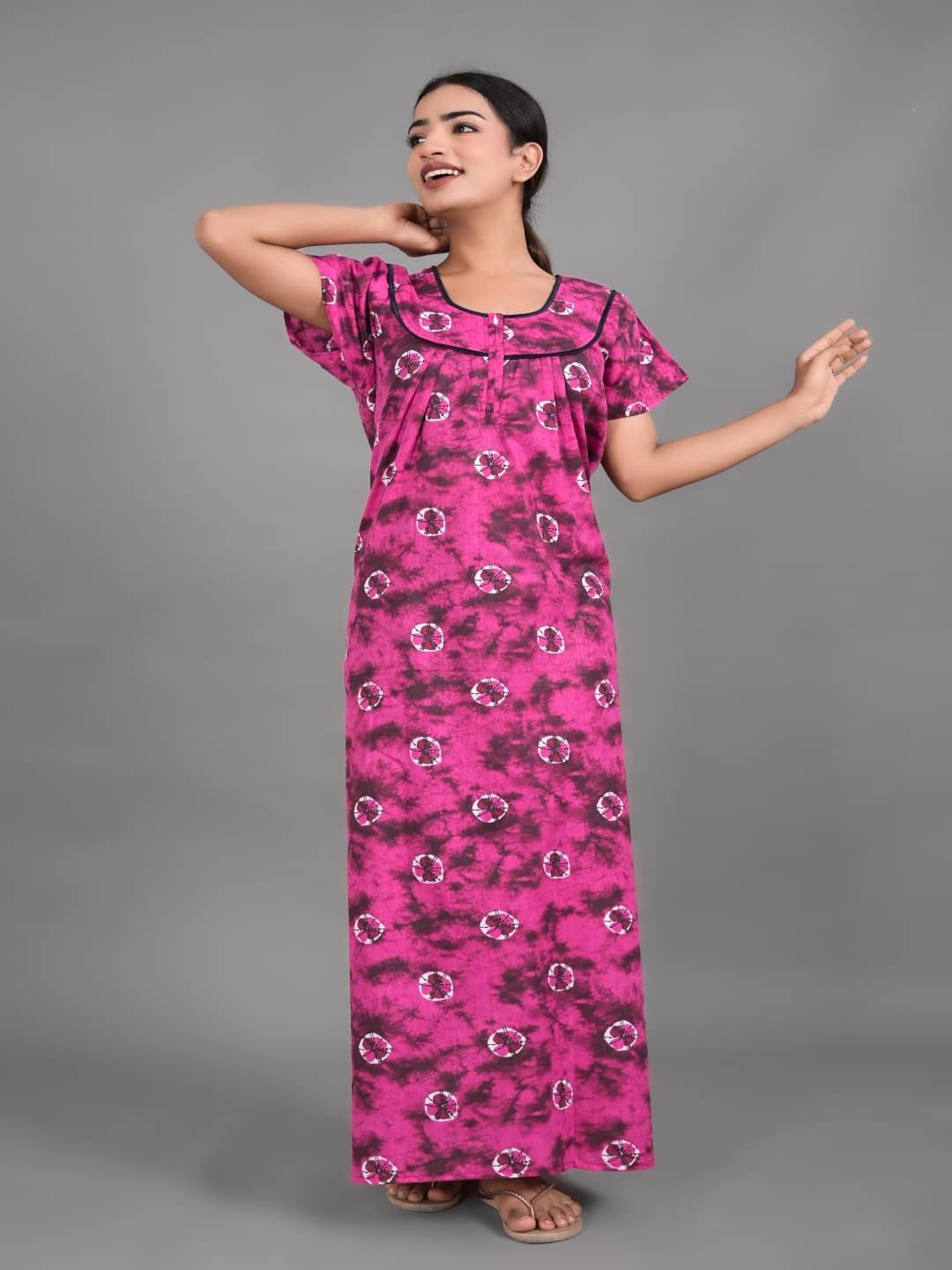     			Anjaneya Creations Pink Cotton Women's Nightwear Nighty & Night Gowns ( Pack of 1 )