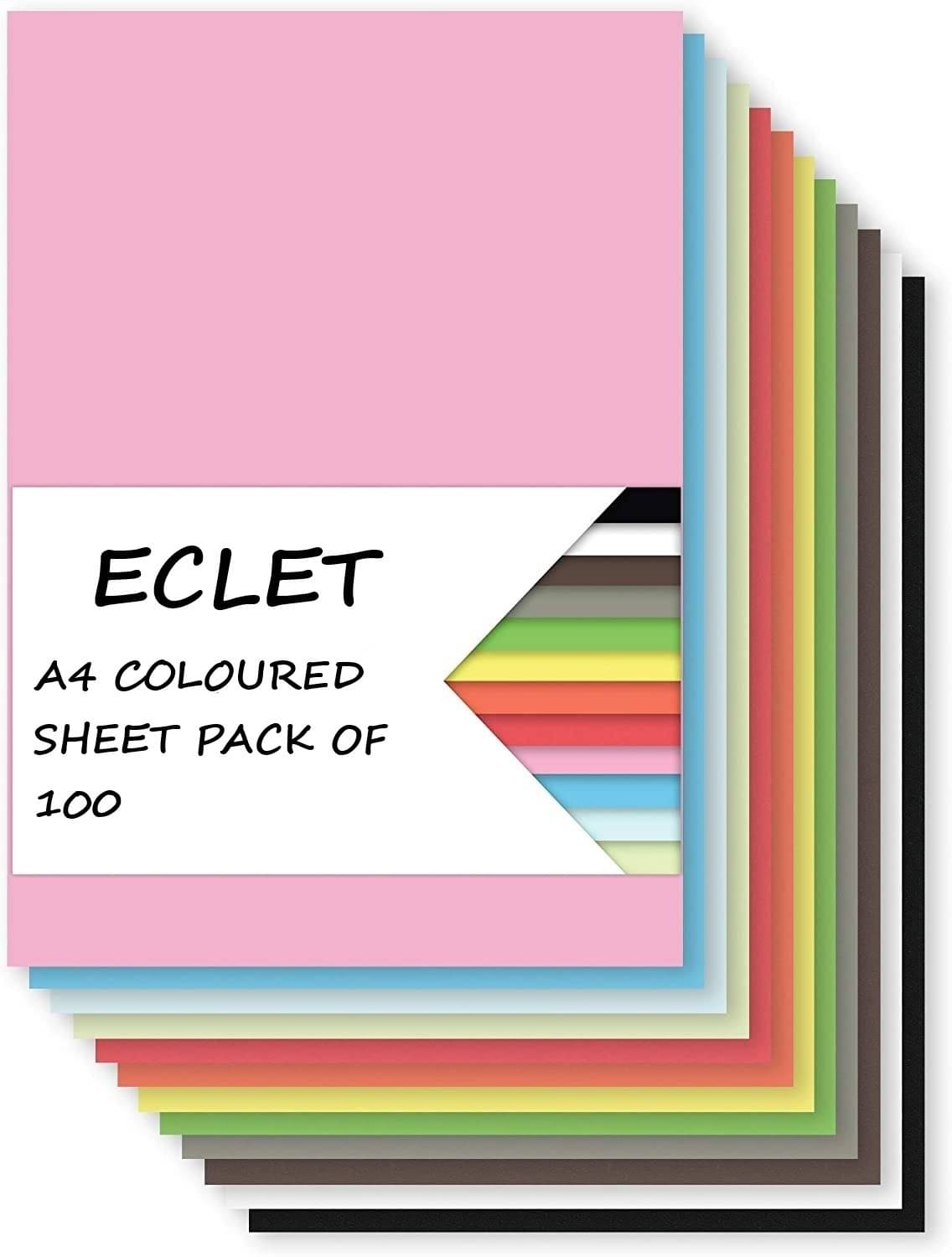     			ECLET A4 100 Coloured Sheets (10 Sheets each color)Copy Printing /Art and Craft Paper Double Sided Coloured Origami Folding DIY Craft Smooth Finish use in Home, School, Office Stationery Children's Day Gift, Birthday Gift, Party Favors,christmas decor etc