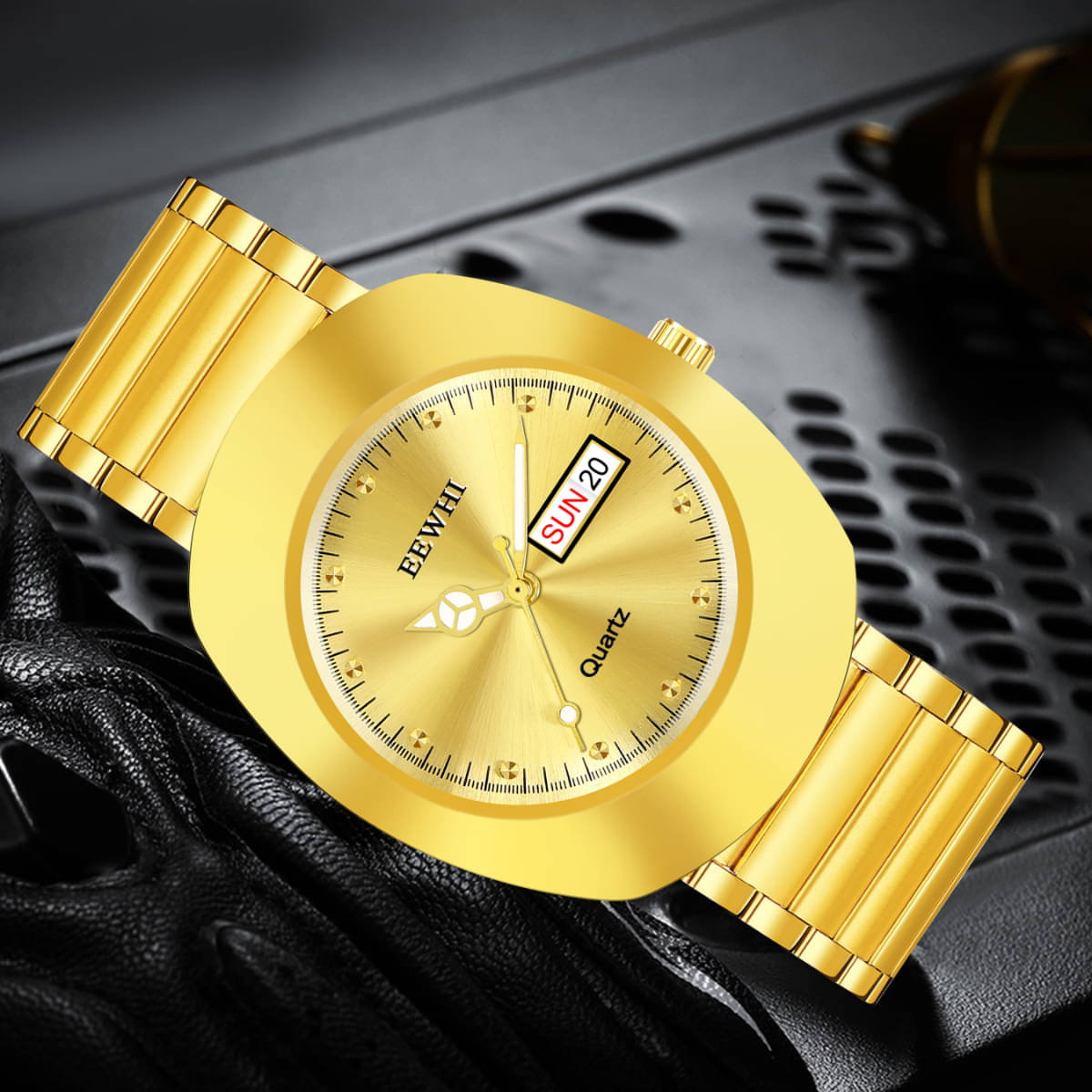     			EEWHI Gold Stainless Steel Analog Men's Watch