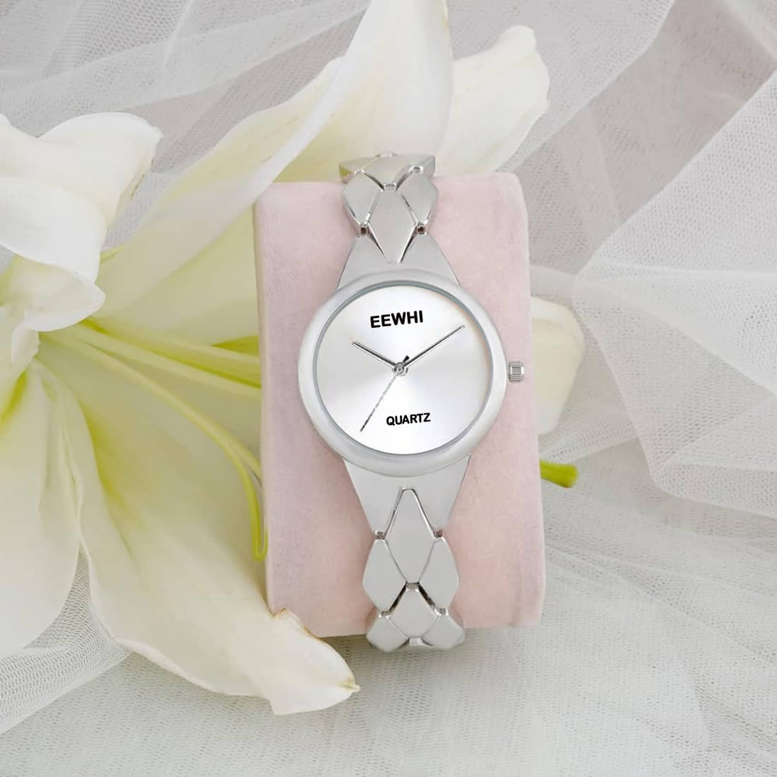 EEWHI Silver Metal Analog Womens Watch