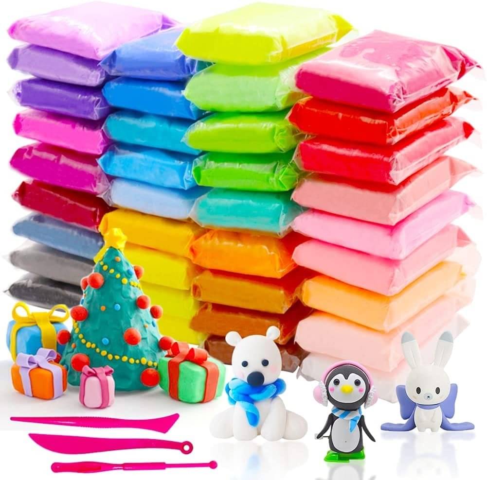     			Eclet (Pack of 12) Air Dry Clay, Colorful Children Soft Clay, Creative Art Crafts, Gifts for Kids-Multi Color. Non-Toxic Modeling Magic Fluffy Foam Bouncing Clay Putty Kit for Kids with Tools.92