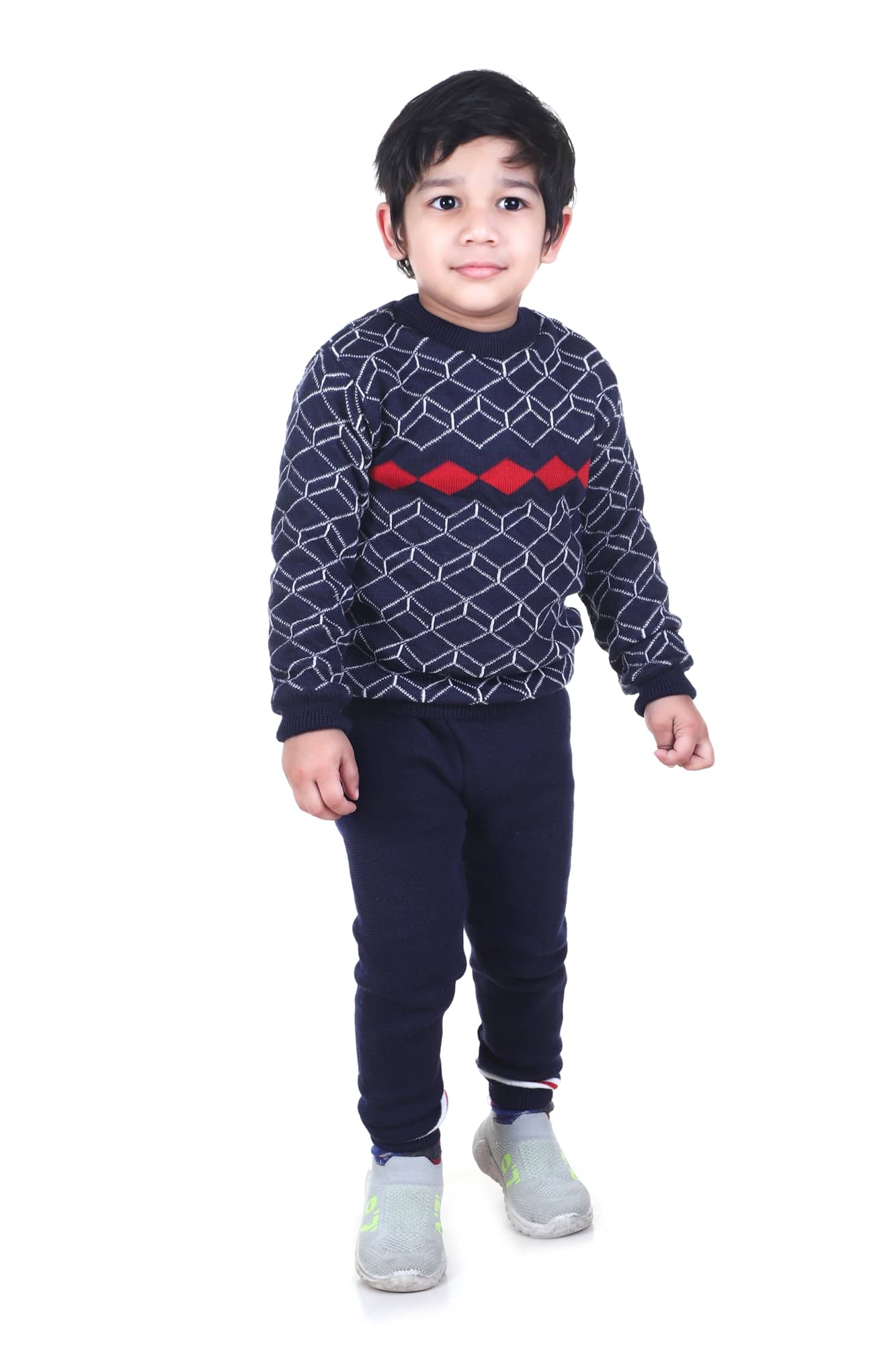 GTWO Woolen Knitted Full Sleeves Winter Warm Pullover Sweater with Pajami/Top and Bottom Set for Kids Baby Boys & Girls (Pack of 1)