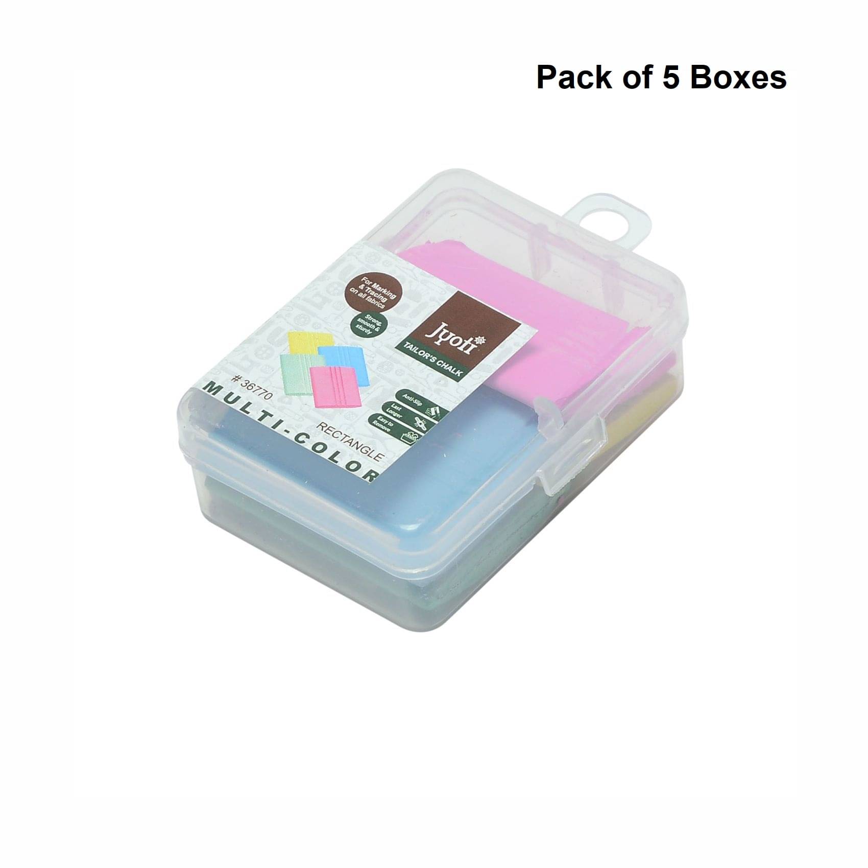     			Jyoti Multicolor Dust Free Rectangle Tailor's Chalk & Sewing Tailor Marker, Perfect Markings on Fabrics/Clothes for Tailoring, Quilting, Crafts, Sewing Supplies, Plastic Box, (Small Box) - Pack of 5 Boxes