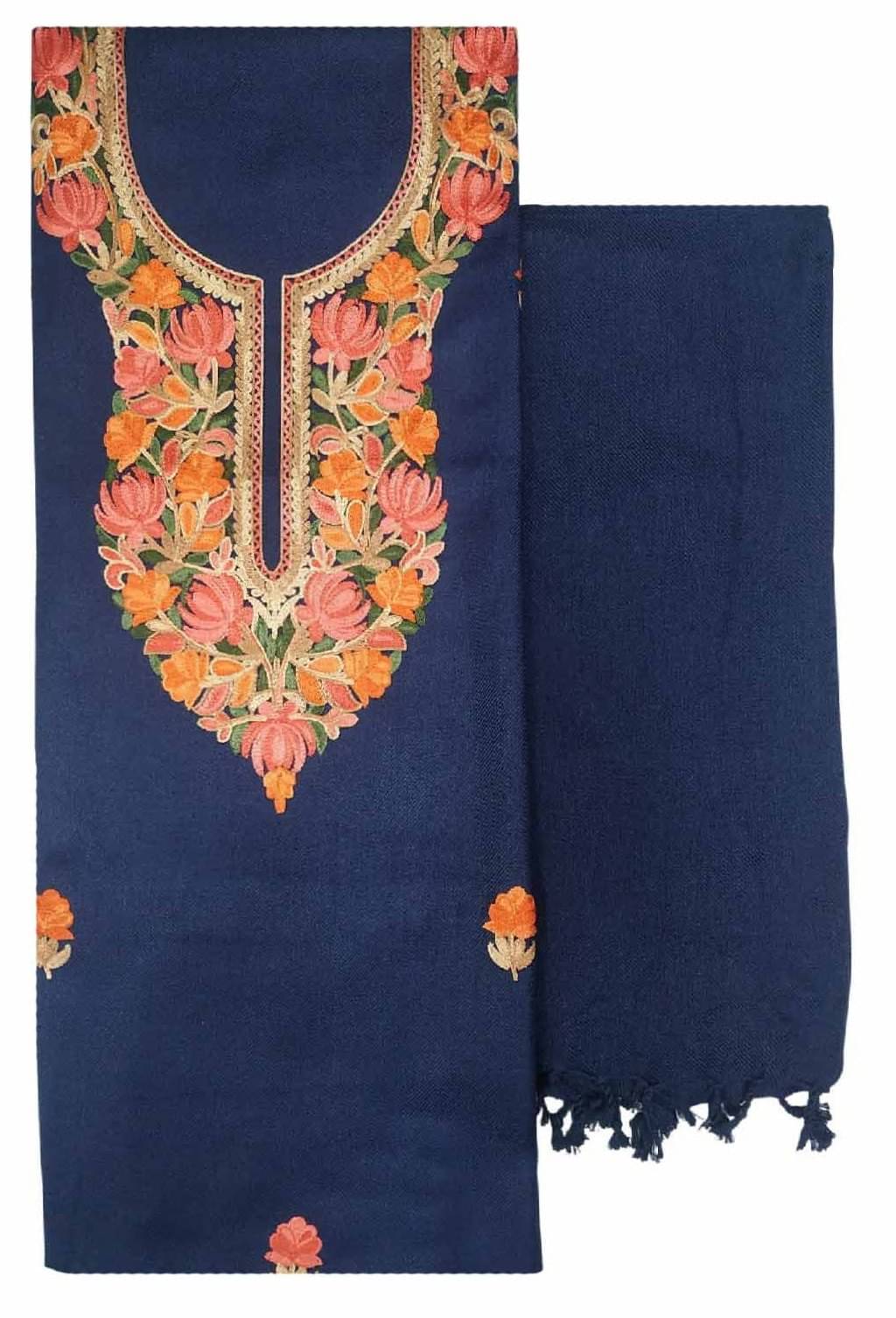 KASHMIRI Unstitched Woollen Embroidered Dress Material - Navy Blue ( Pack of 1 ) KASHMIRI Unstitched Woollen Embroidered Dress Material - Navy Blue ( Pack of 1 )