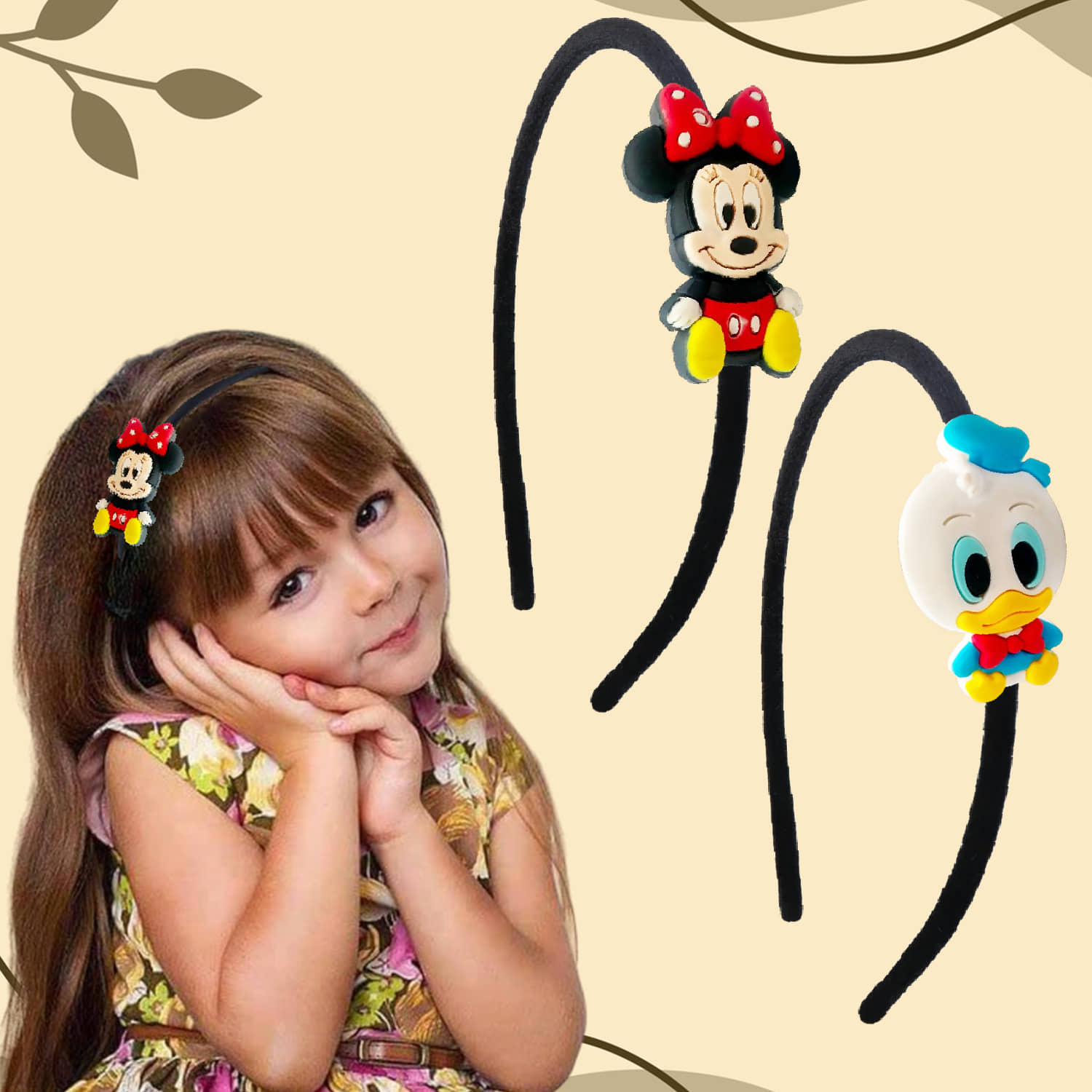 Lykaa Cartoon Hairbands For Baby Girls Mikki Mini Donald Kids headbands - Pack of 2 (Multicolor) - Jewellery Sets | Buy online on ZillyBuy