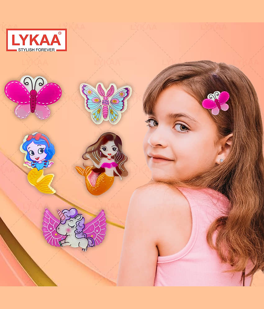 Lykaa Korean Baby Girls Hair Clips Unicorn Tic Tac Hair Pins Kids Hair Accessories - Pack of 5 - Jewellery Sets | Buy online on ZillyBuy