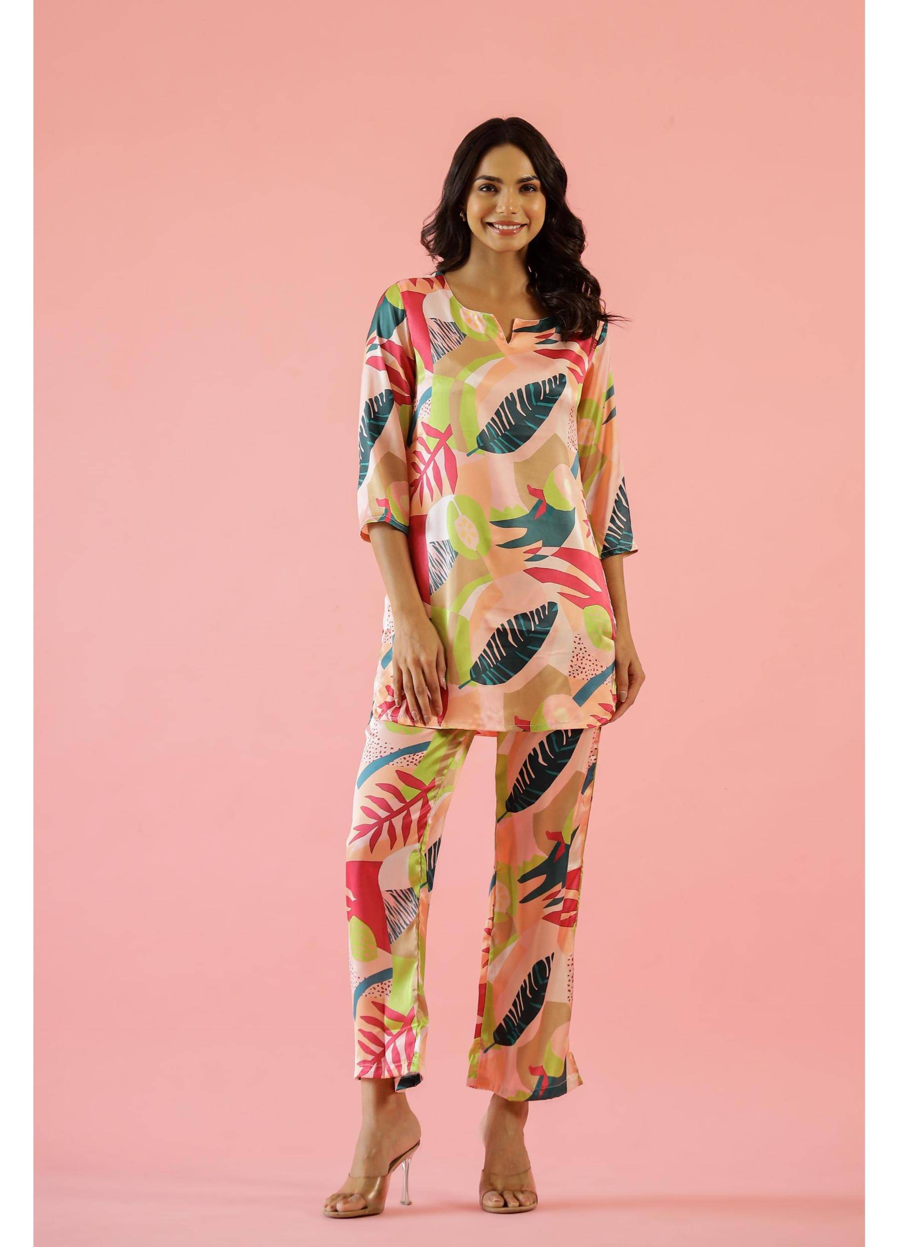     			Label Flavia Women Printed Tunic With Palazzos Co-Ord Set ( Multi Color )