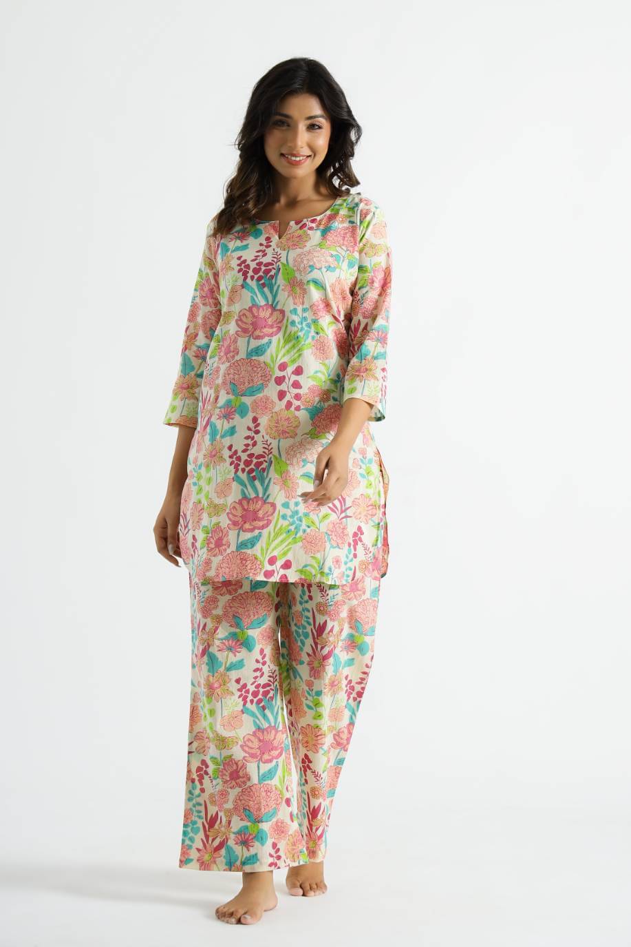     			Label Flavia Women Printed Tunic With Trousers Co-Ord Set ( Multi Color )