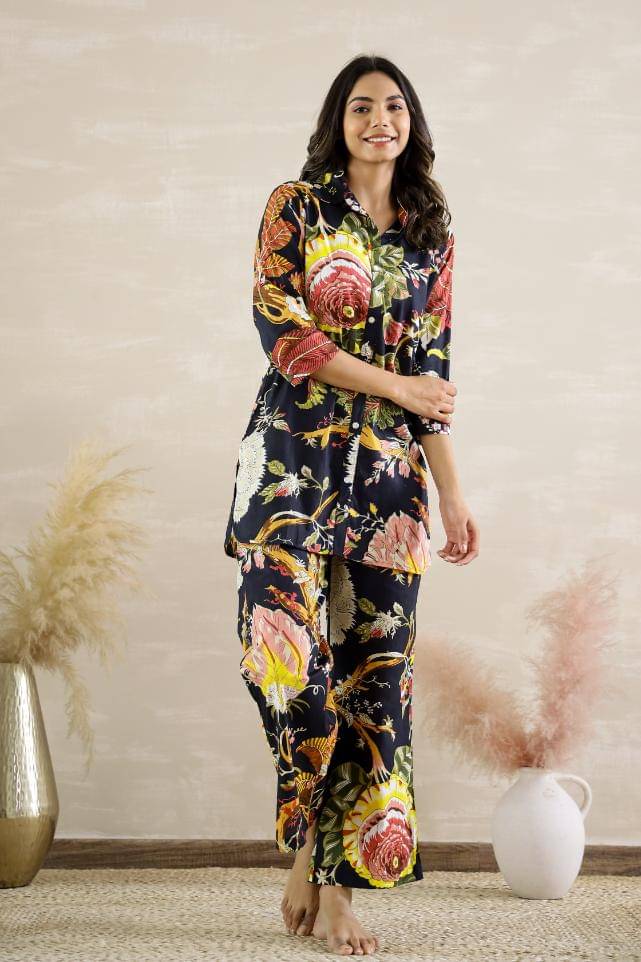     			Label Flavia Women Printed Shirt Trouser Co-Ord Set ( Multi Color )