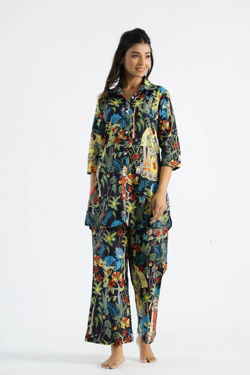     			Label Flavia Women Printed Top With Trousers Co-Ord Set ( Multi Color )