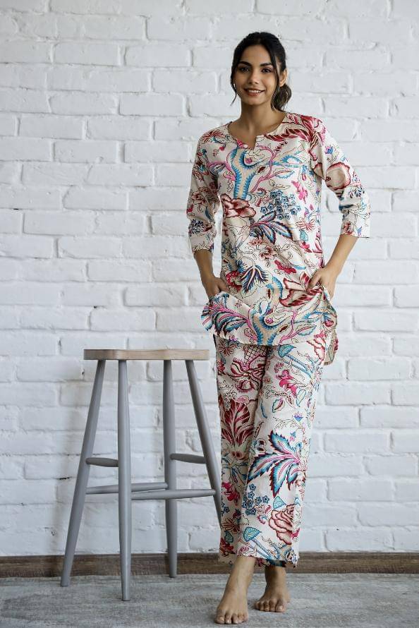     			Label Flavia Women Printed Tunic With Trousers Co-Ord Set ( Multi Color )