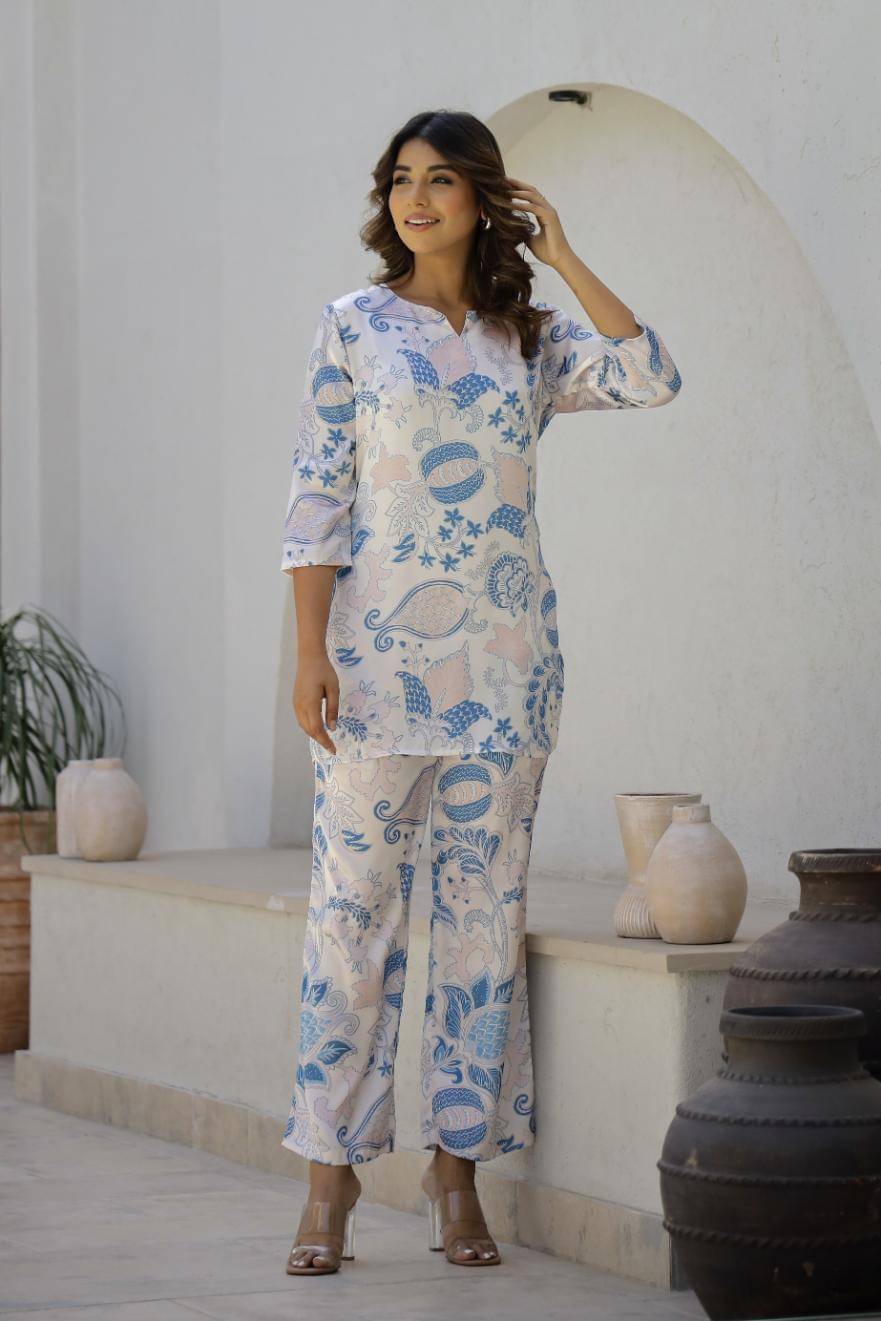     			Label Flavia Women Printed Tunic With Trousers Co-Ord Set ( Multi Color )