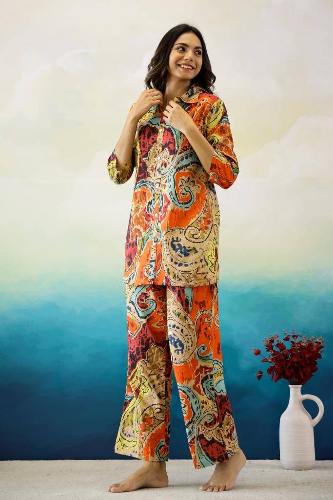     			Label Flavia Women Printed Top Trouser Co-Ord Set ( Multi Color )