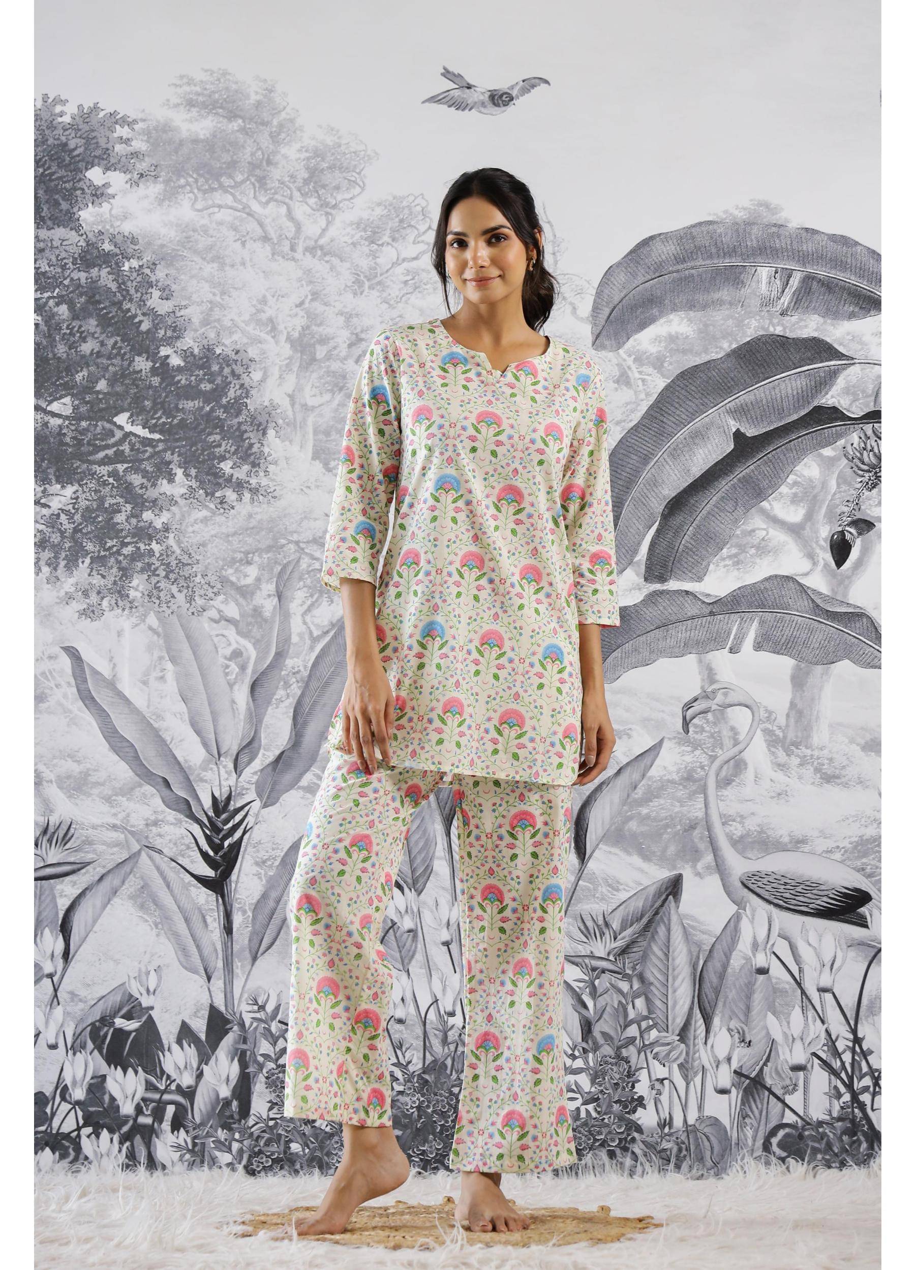     			Label Flavia Women Printed Tunic With Trousers Co-Ord Set ( Multi Color )