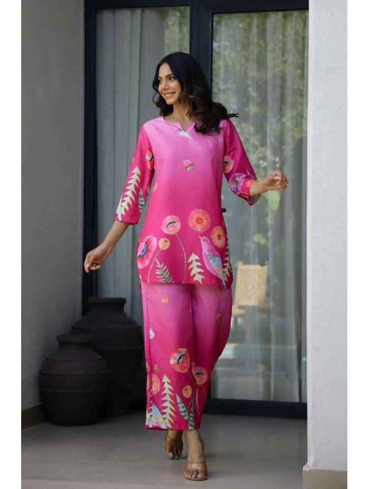     			Label Flavia Women Printed Kurta With Trousers Co-Ord Set ( Multicolor )