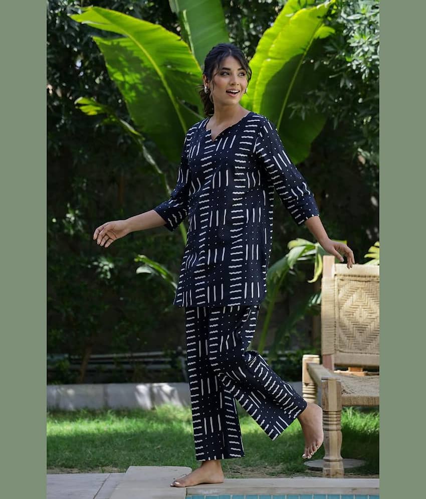 Label Flavia Women Printed Tunic With Trousers Co-Ord Set ( Multicolor )