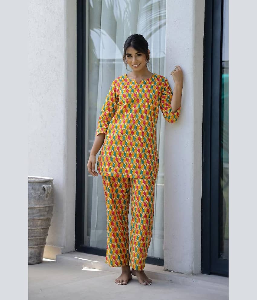 Label Flavia Women Printed Tunic With Trousers Co-Ord Set ( Multicolor )