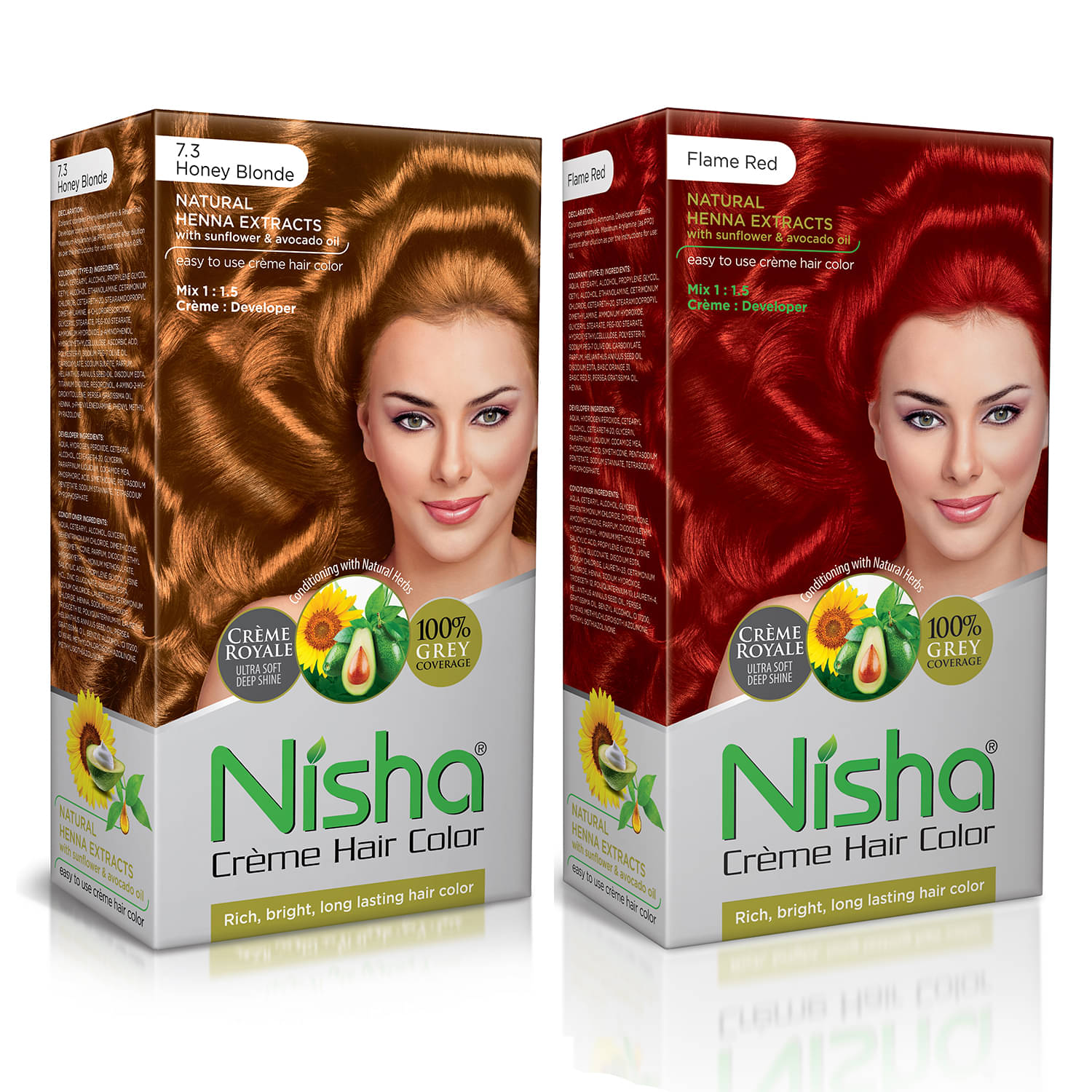 Nisha Creme Hair Color Combo Pack Honey Blonde and Flame Red - 120g, Long Lasting Permanent Hair Colour for Women & Men Nisha Creme Hair Color Combo Pack Honey Blonde and Flame Red - 120g, Long Lasting Permanent Hair Colour for Women & Men