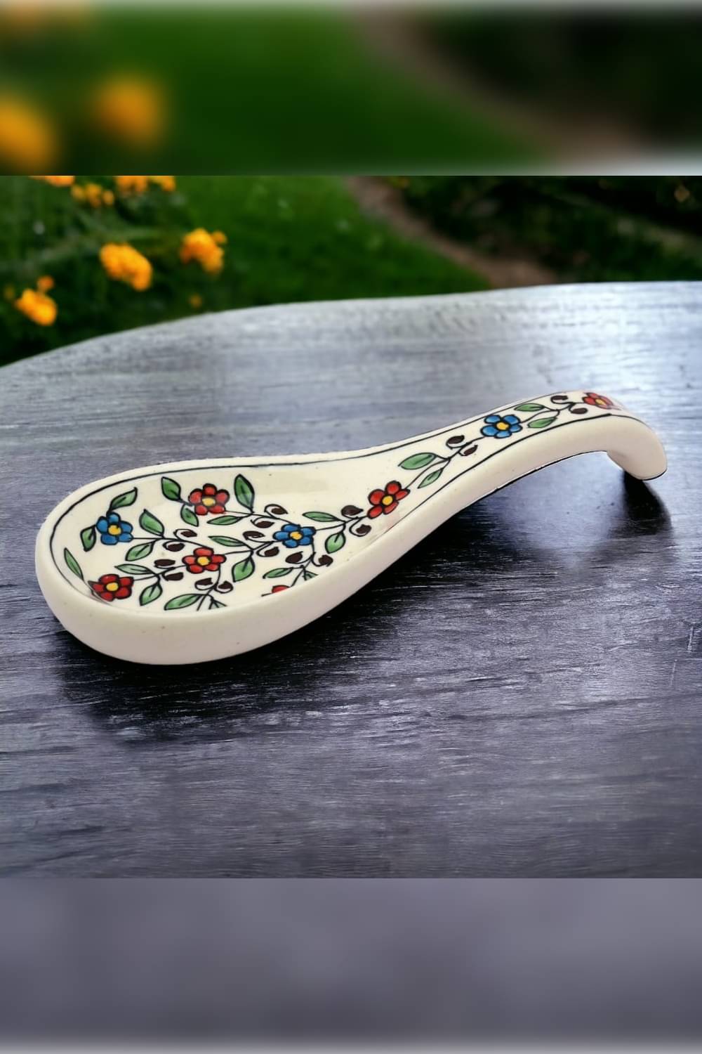     			RAFOLEEN Spoon Rest Ceramic Printed Serving Spoon Multi Color ( Pack of 1 )
