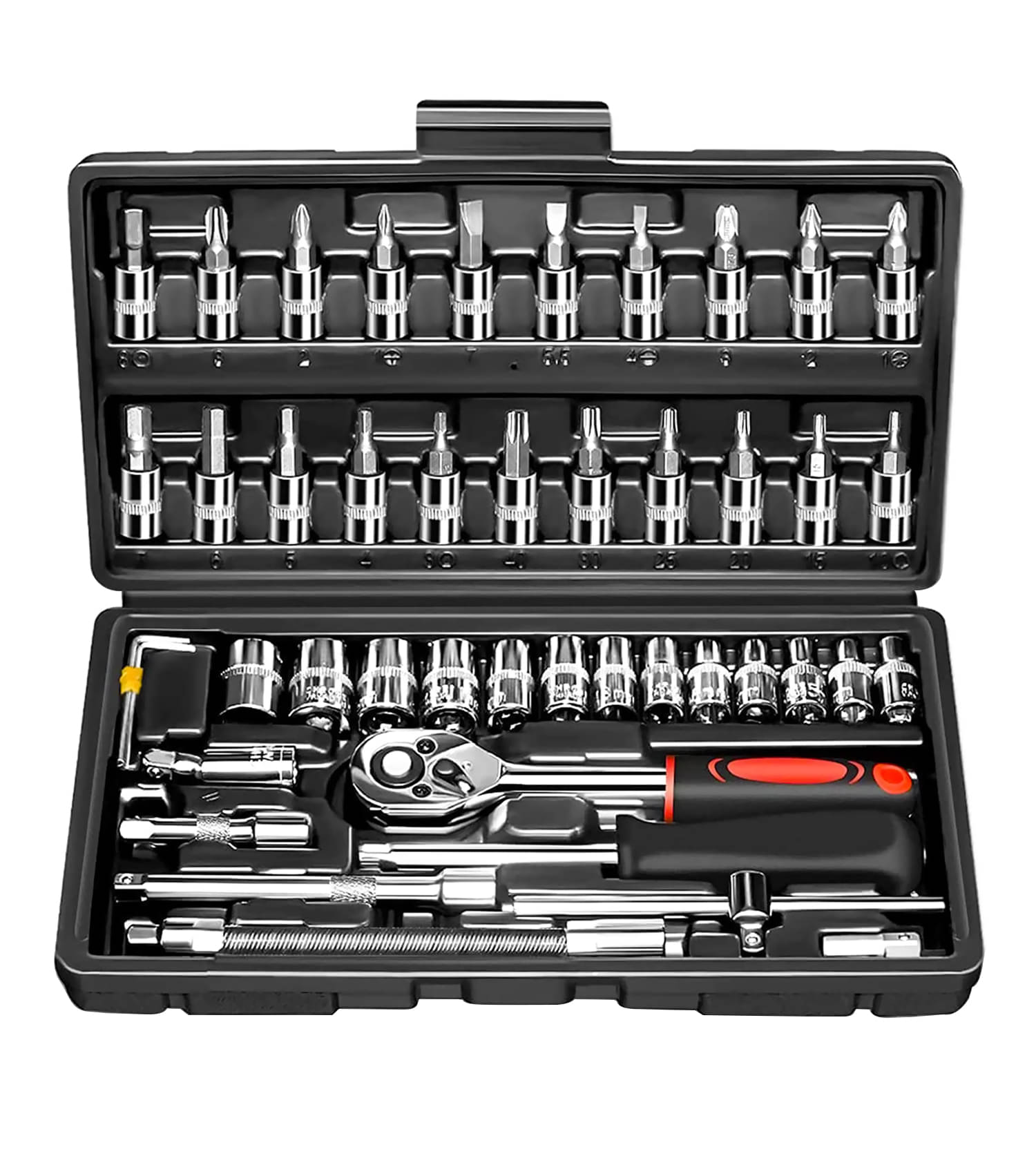 Retailstore Multipurpose 46 Pcs Wrench Socket Screwdriver Set Black Silver Car/Motorcycle & Home Repairing Tool Kit ( Set of 1 ) Retailstore Multipurpose 46 Pcs Wrench Socket Screwdriver Set Black Silver Car/Motorcycle & Home Repairing Tool Kit ( Set of 1 )