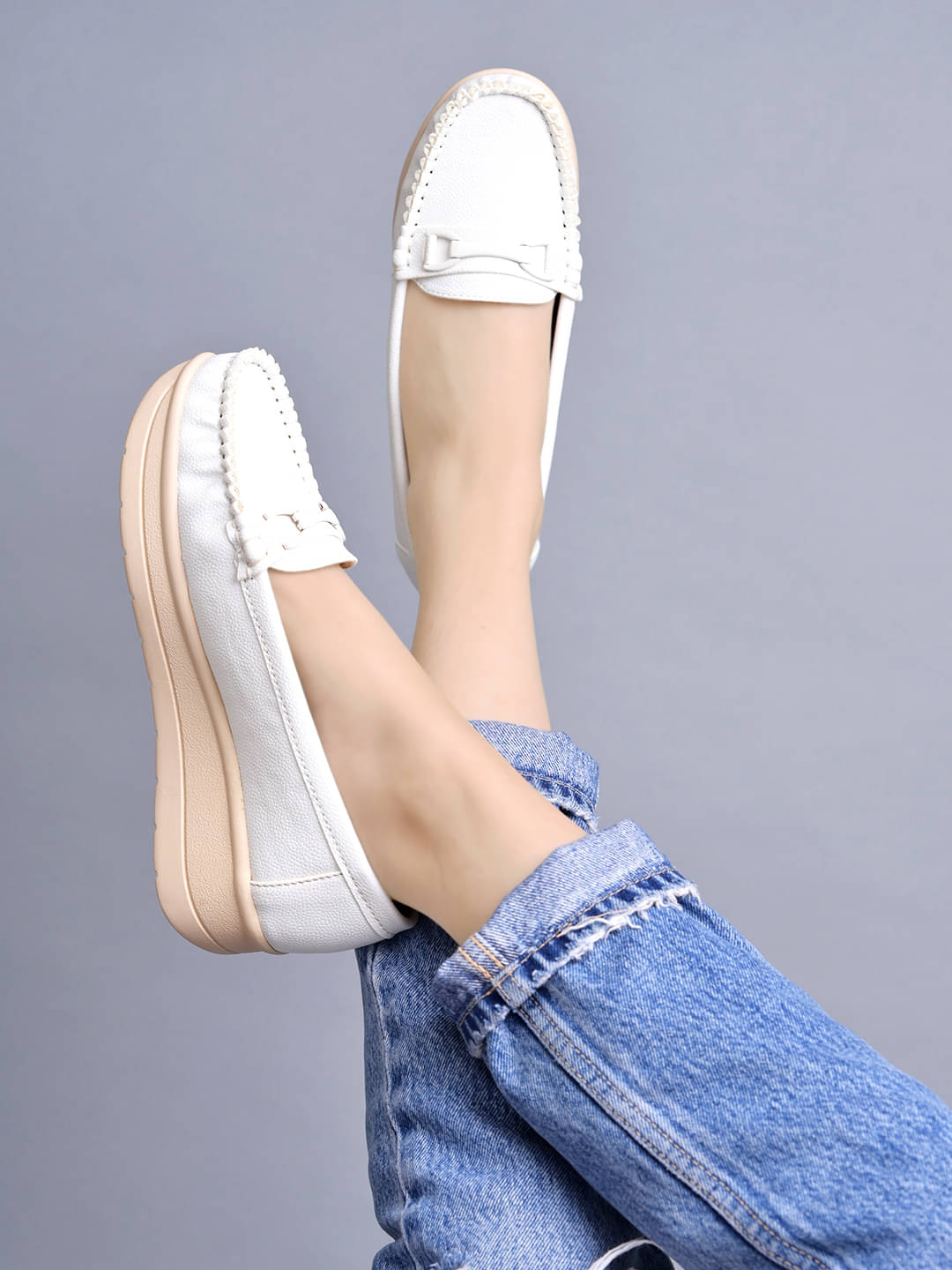     			Shoetopia White Women's Loafers