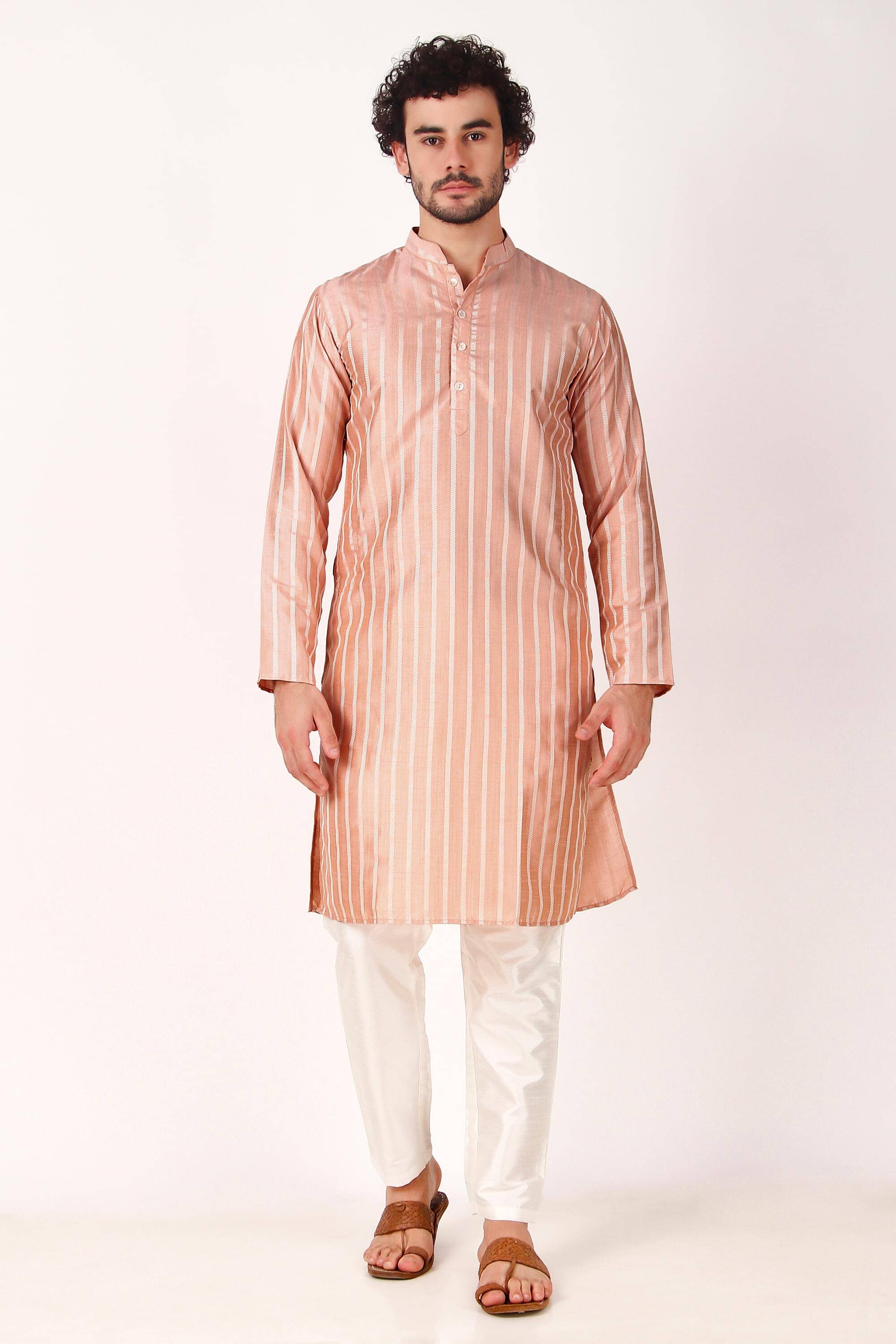 koshin Pink Silk Regular Fit Men's Kurta Pyjama Set ( Pack of 1 ) koshin Pink Silk Regular Fit Men's Kurta Pyjama Set ( Pack of 1 )