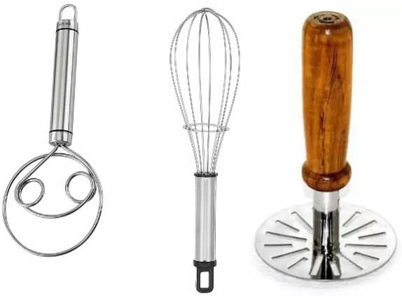 omortex Multicolor Virgin Plastic Aata Maker, Stainless Steel Whisk & Wooden Masher ( Set of 3 ) omortex Multicolor Virgin Plastic Aata Maker, Stainless Steel Whisk & Wooden Masher ( Set of 3 )