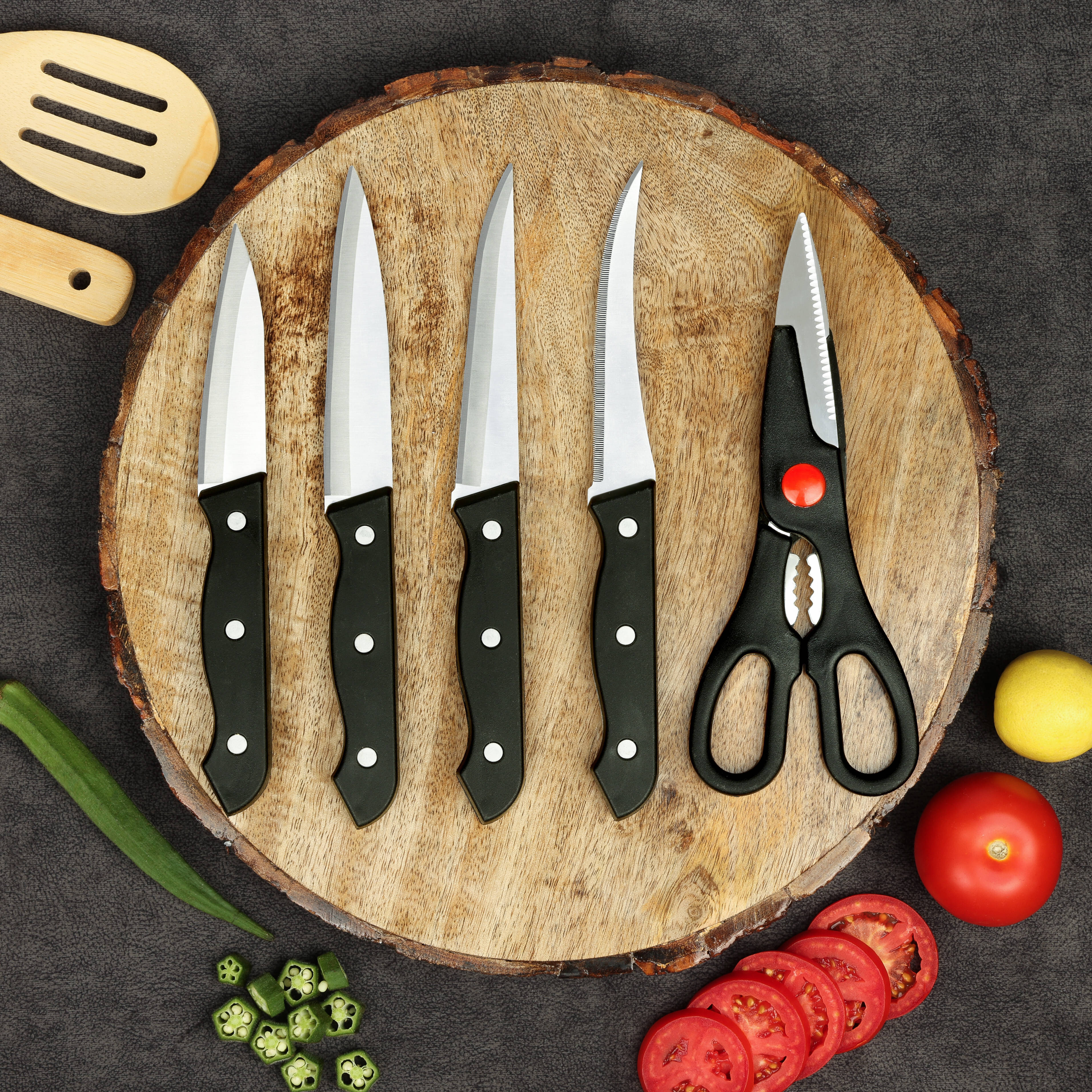     			omortex Multicolor Virgin Plastic Knife & Scissors ( Set of 5 )