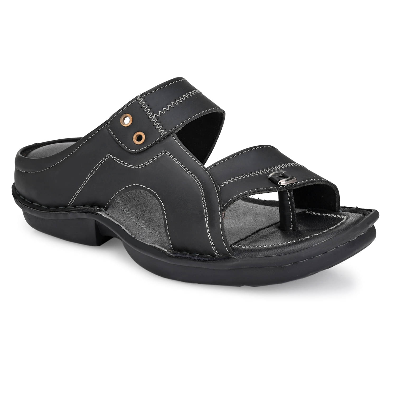     			softio Black Men's Leather Slipper