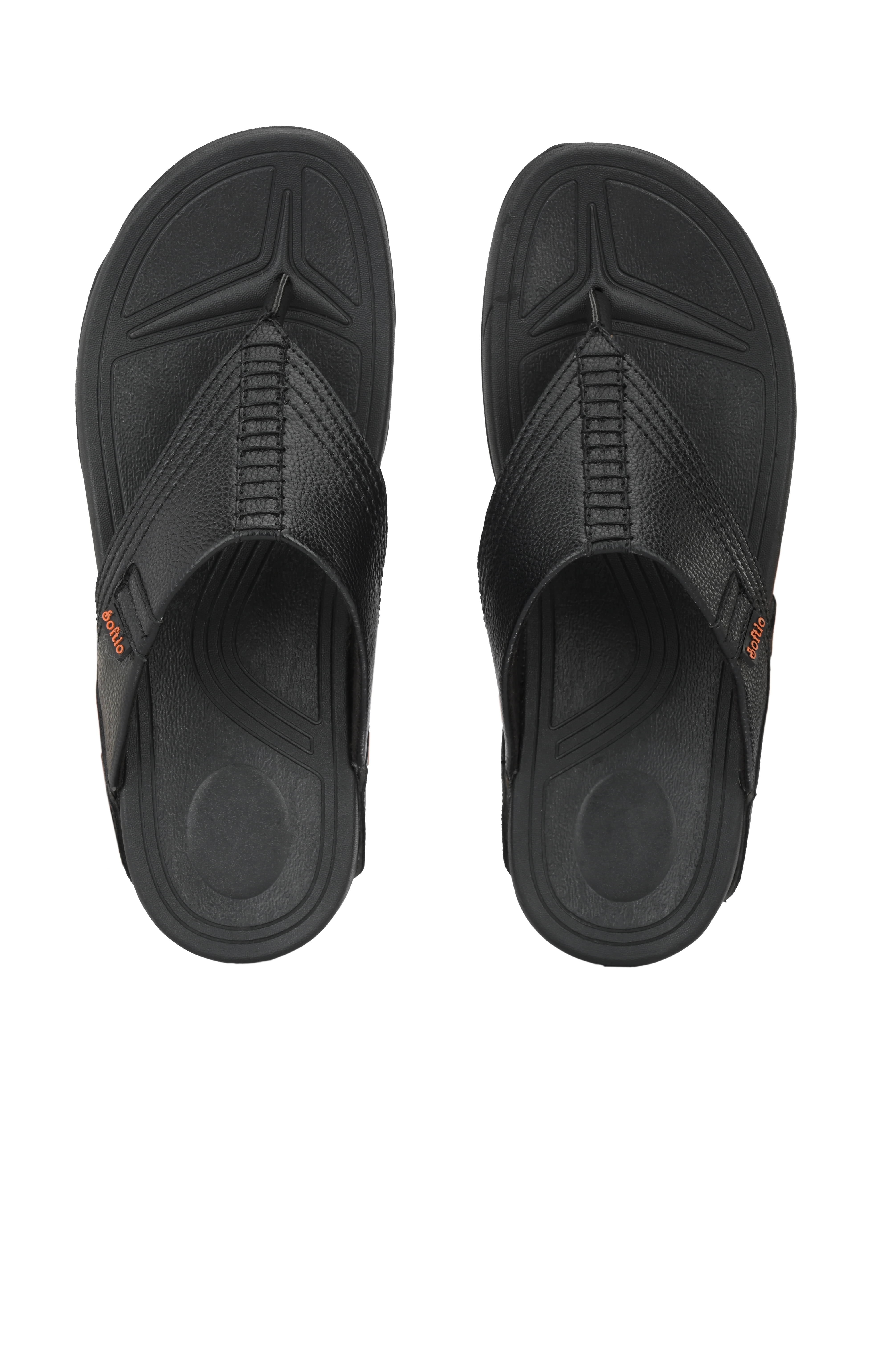     			softio Black Men's Thong Flip Flop