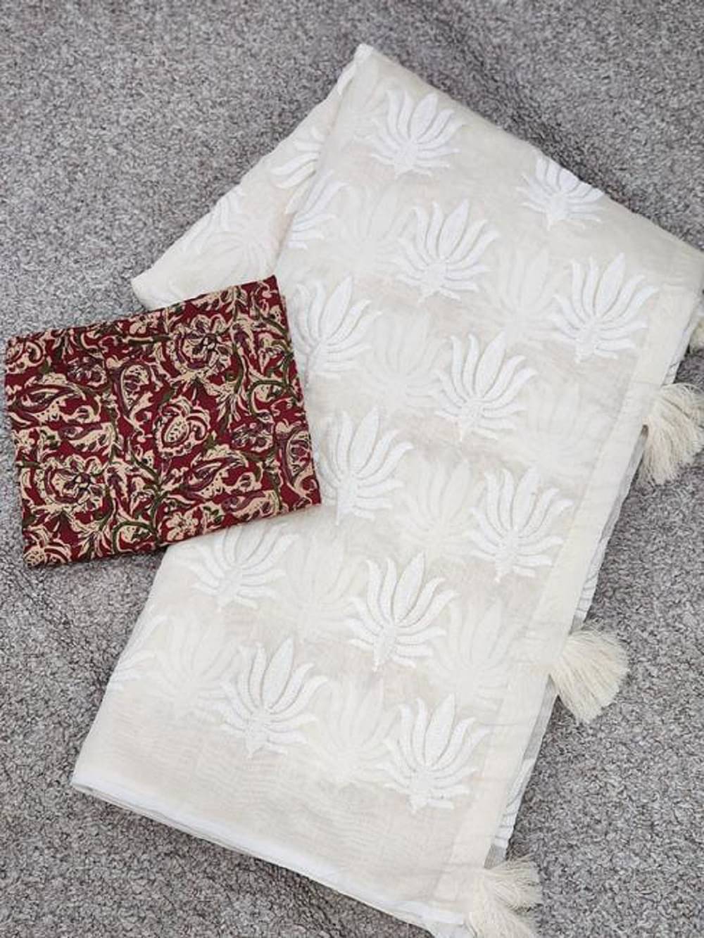 A TO Z CART Chanderi Self Design Saree With Unstitched Blouse Piece ( Cream ) A TO Z CART Chanderi Self Design Saree With Unstitched Blouse Piece ( Cream )