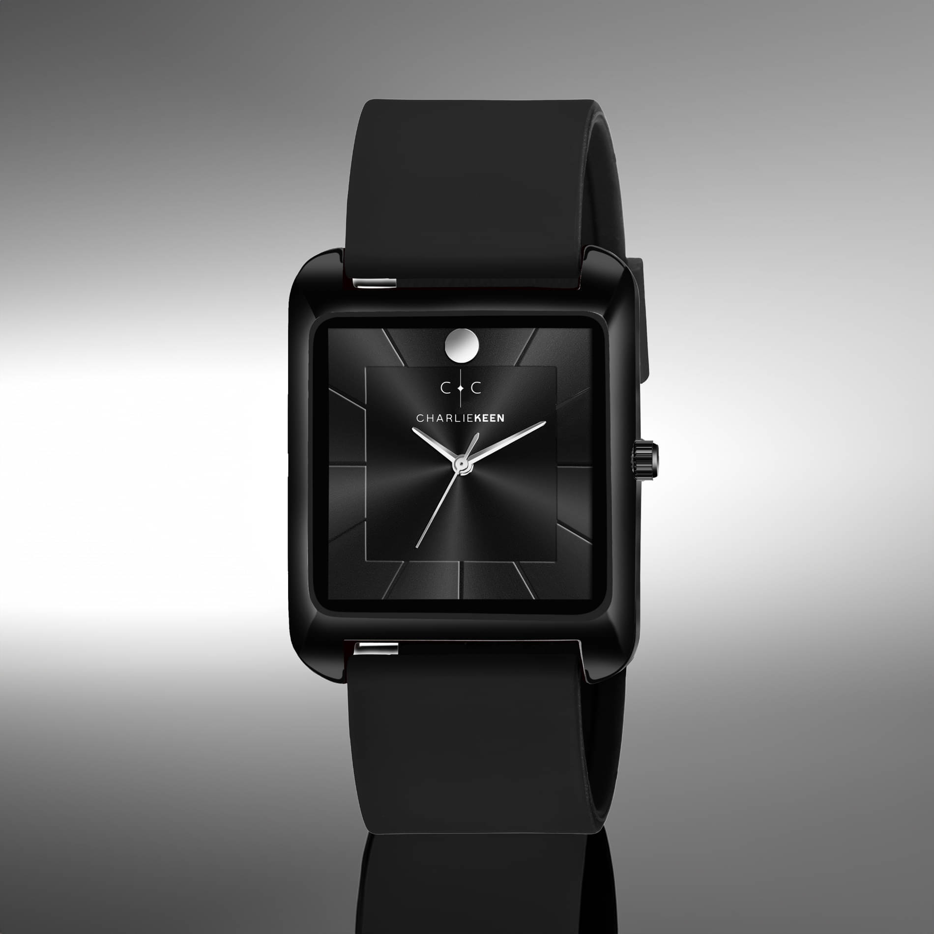     			CHARLIEKEEN Black Silicon Analog Men's Watch