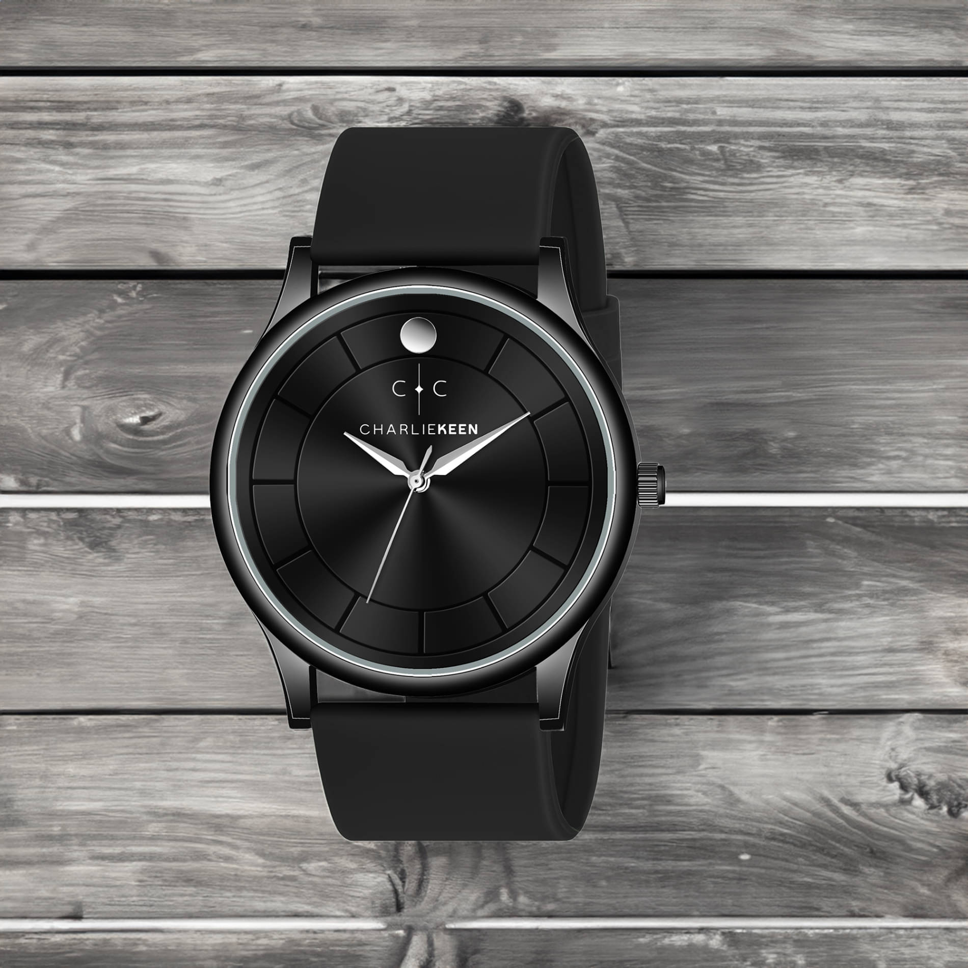     			CHARLIEKEEN Black Silicon Analog Men's Watch