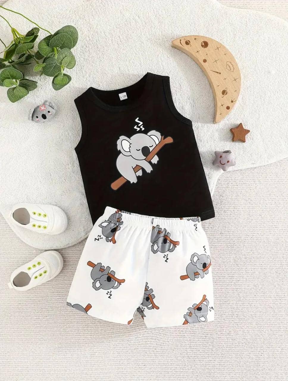 CUTEVIBE Pack of 1 Unisex for Baby Cotton Blend T-Shirt & Shorts ( Black )