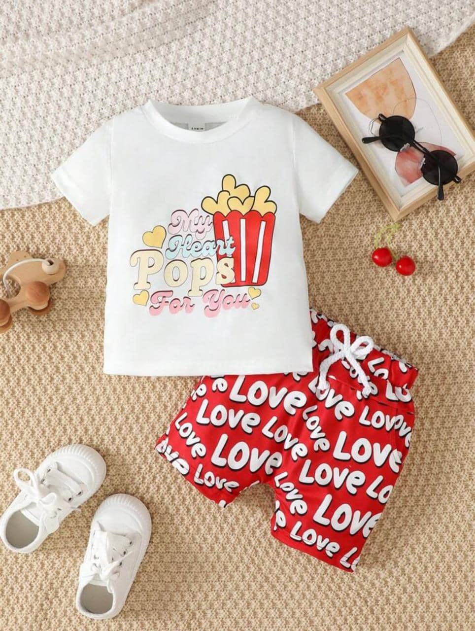CUTEVIBE Pack of 1 Boys Cotton Blend T-Shirt & Shorts Set ( White )