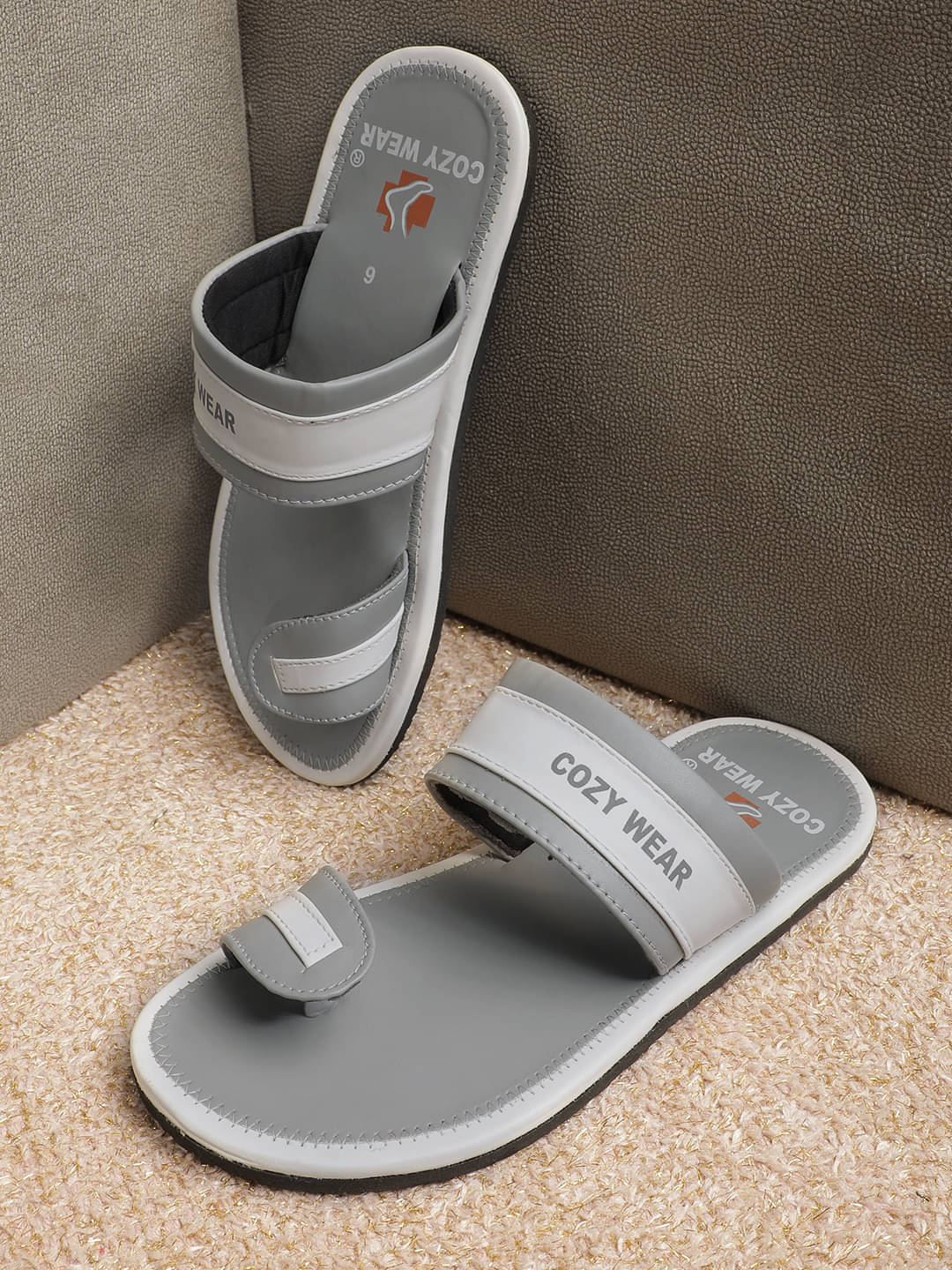     			Cozy Wear Grey Men's Leather Slipper