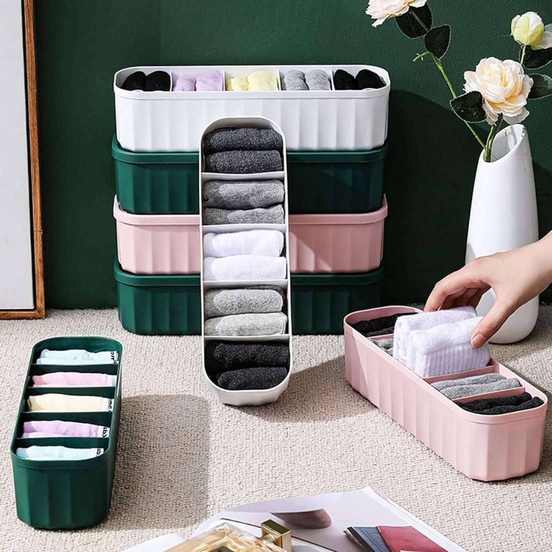     			Dinely Plastic Multicolor Multi-Purpose Container ( Set of 4 )
