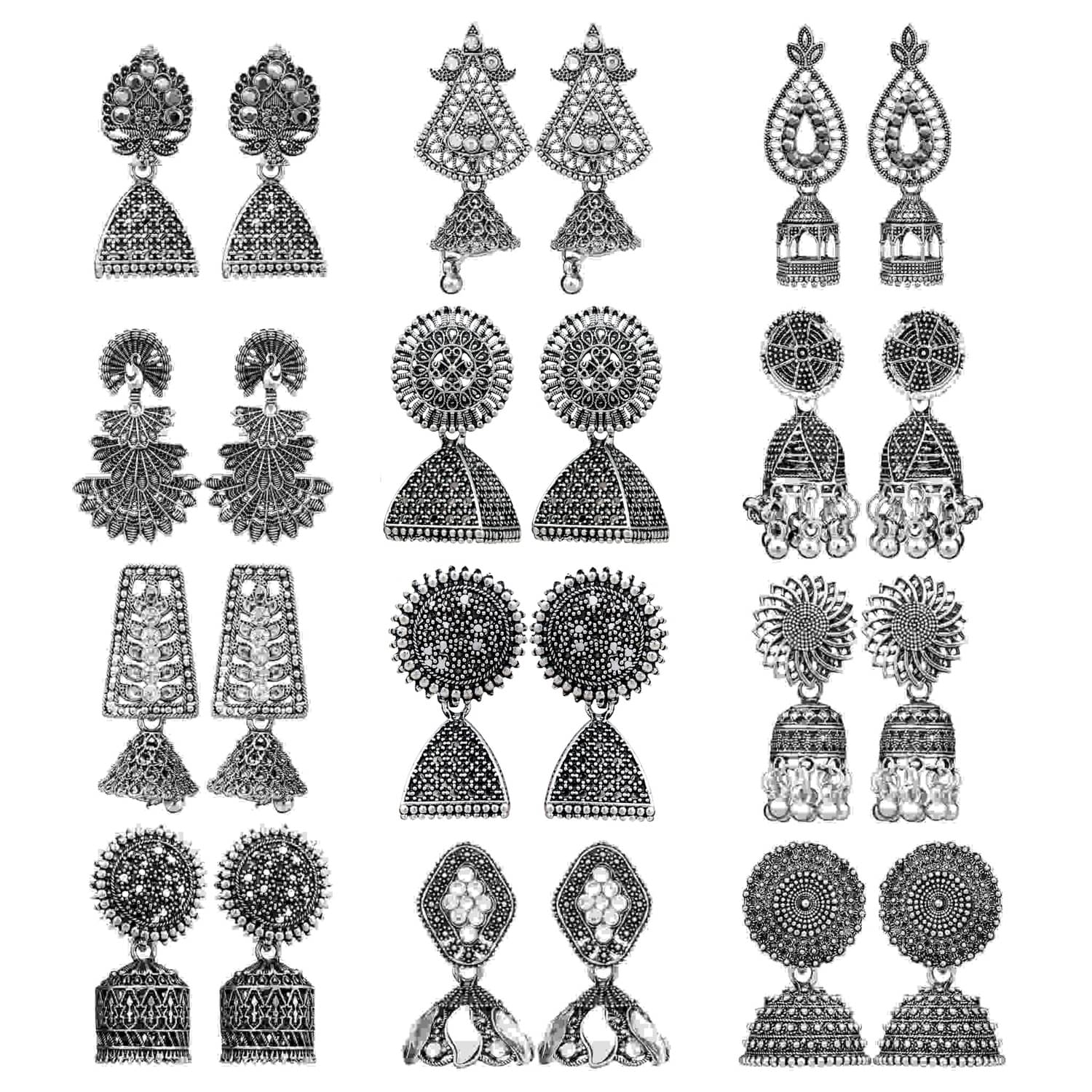     			FASHION FRILL Silver Jhumki Earrings ( More Than 10 )