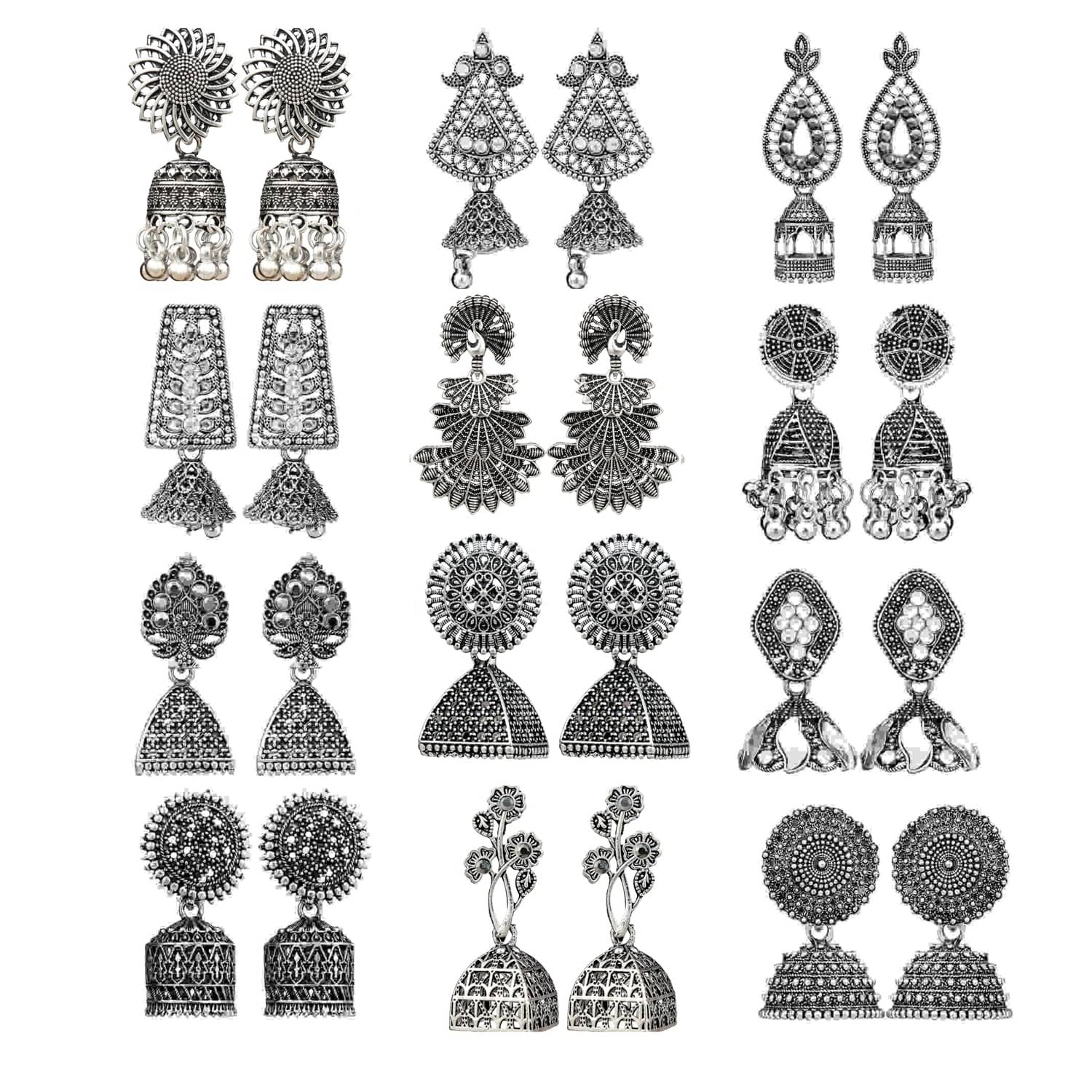     			FASHION FRILL Silver Jhumki Earrings ( More Than 10 )