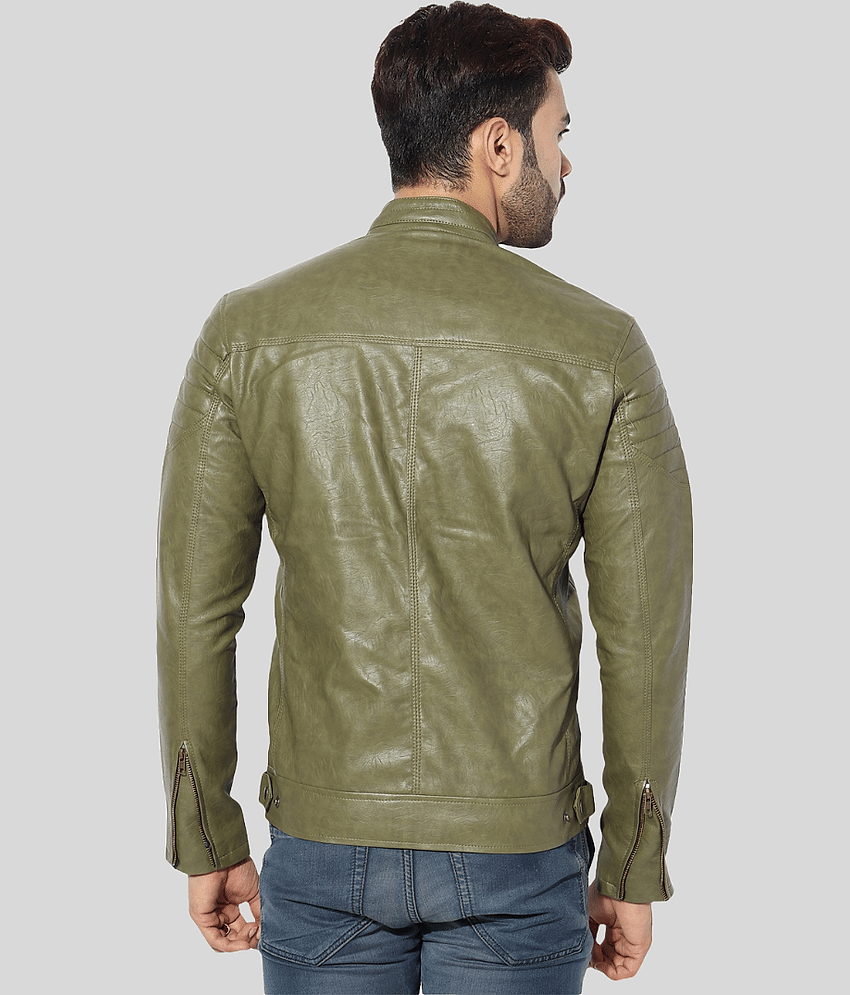GARMADIAN PU Leather Men's Leather Jacket - Green ( Pack of 1 ) - Jackets & Coats | Buy online on ZillyBuy