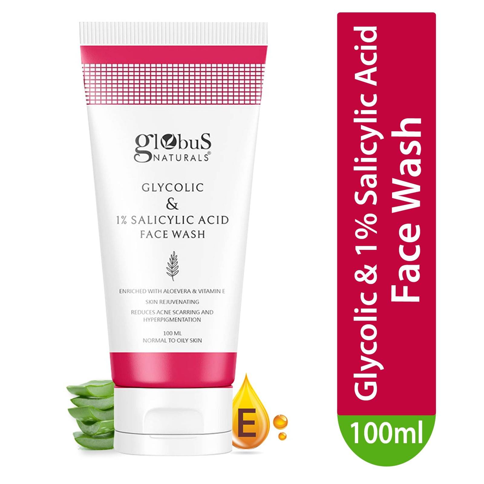 Globus Naturals Glycolic and 1% Salicylic acid, Acne or Blemishes Removal Face Wash, 100ml Globus Naturals Glycolic and 1% Salicylic acid, Acne or Blemishes Removal Face Wash, 100ml