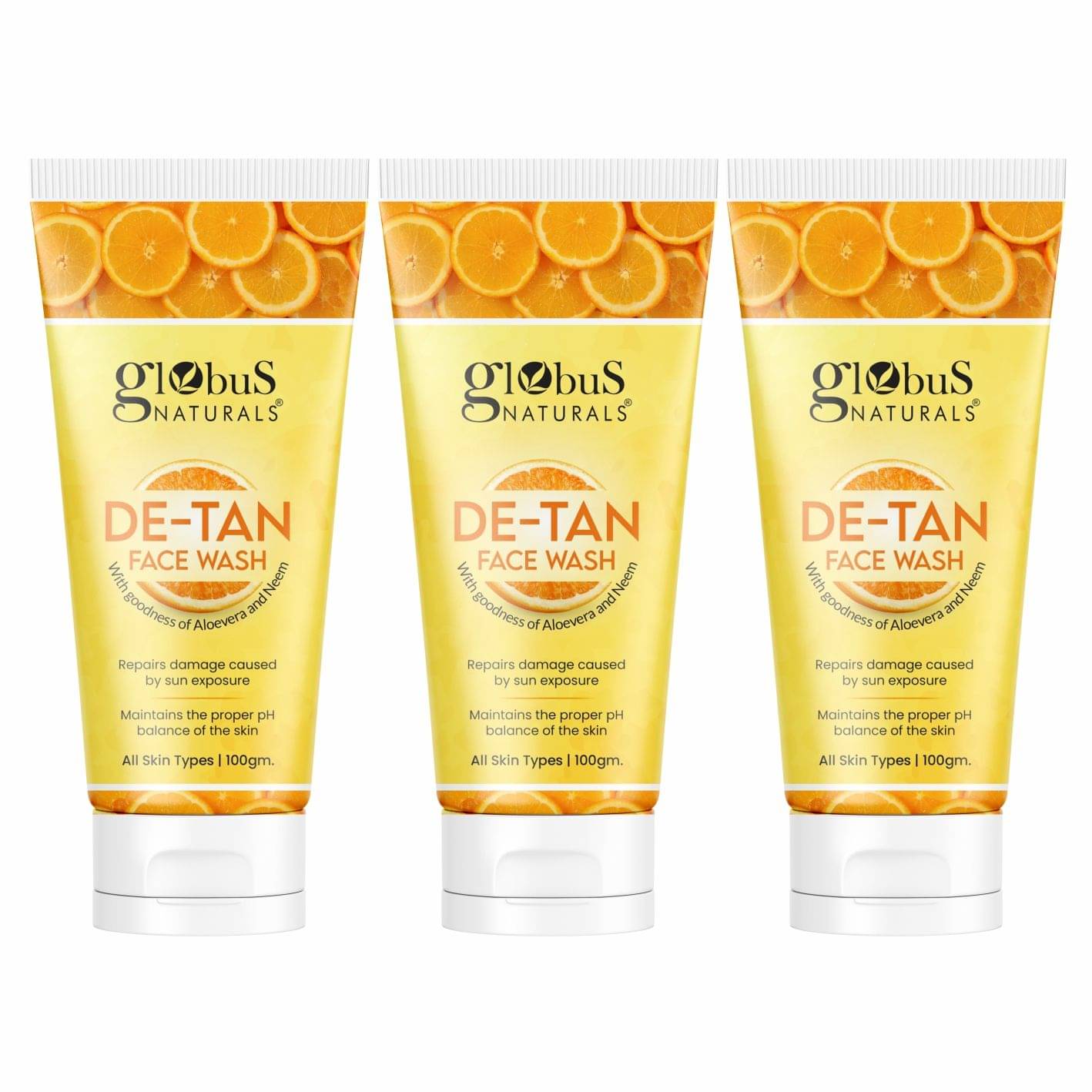     			Globus Naturals DeTan Face Wash, 100 ml (Pack of 3)