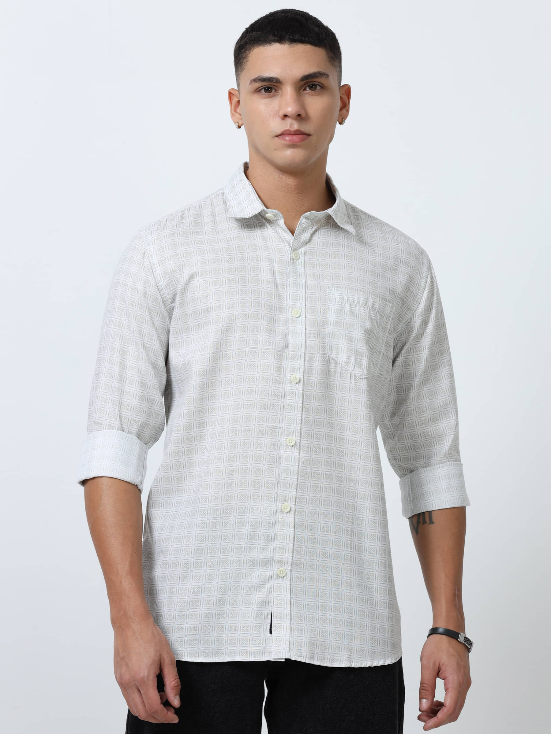HETIERS Polyester Regular Fit Printed Full Sleeves Men's Casual Shirt - Green ( Pack of 1 )     			HETIERS Polyester Regular Fit Printed Full Sleeves Men's Casual Shirt - Green ( Pack of 1 )