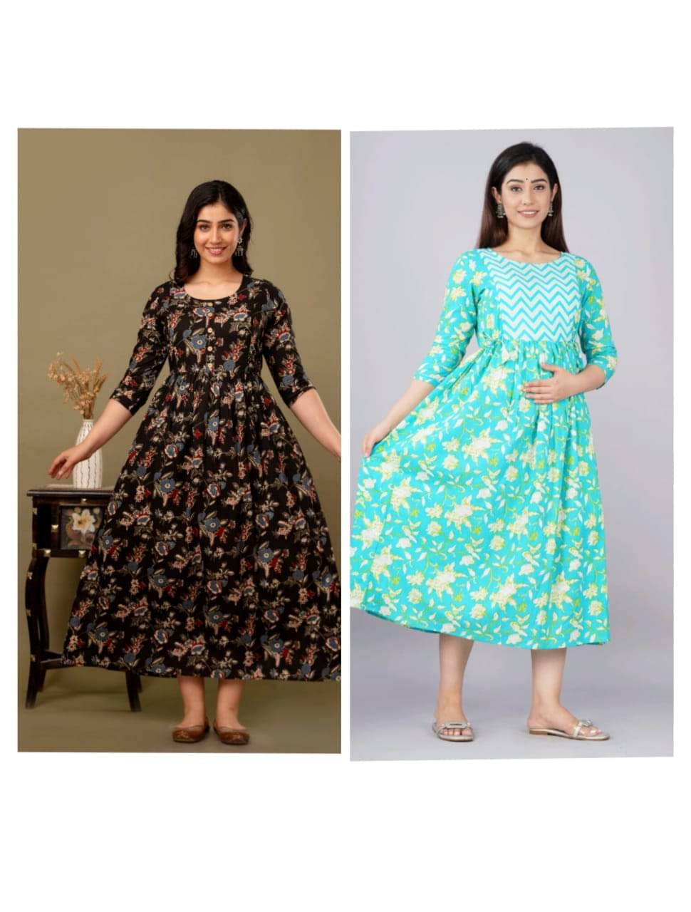 Nevisha Style Multi Color Cotton Maternity Kurta Pack of 2 Nevisha Style Multi Color Cotton Maternity Kurta Pack of 2