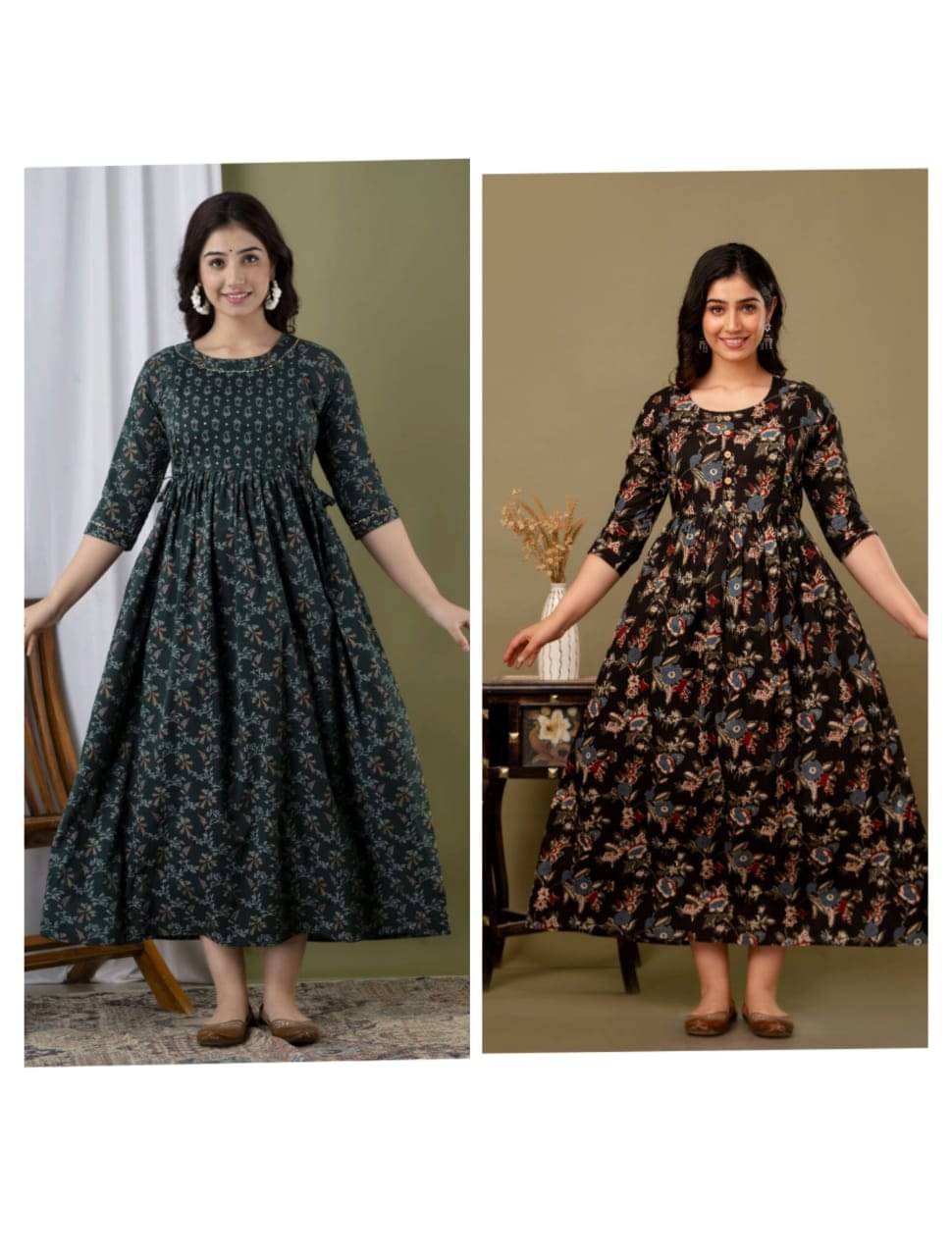 Nevisha Style Multi Color Cotton Maternity Kurta Pack of 2     			Nevisha Style Multi Color Cotton Maternity Kurta Pack of 2