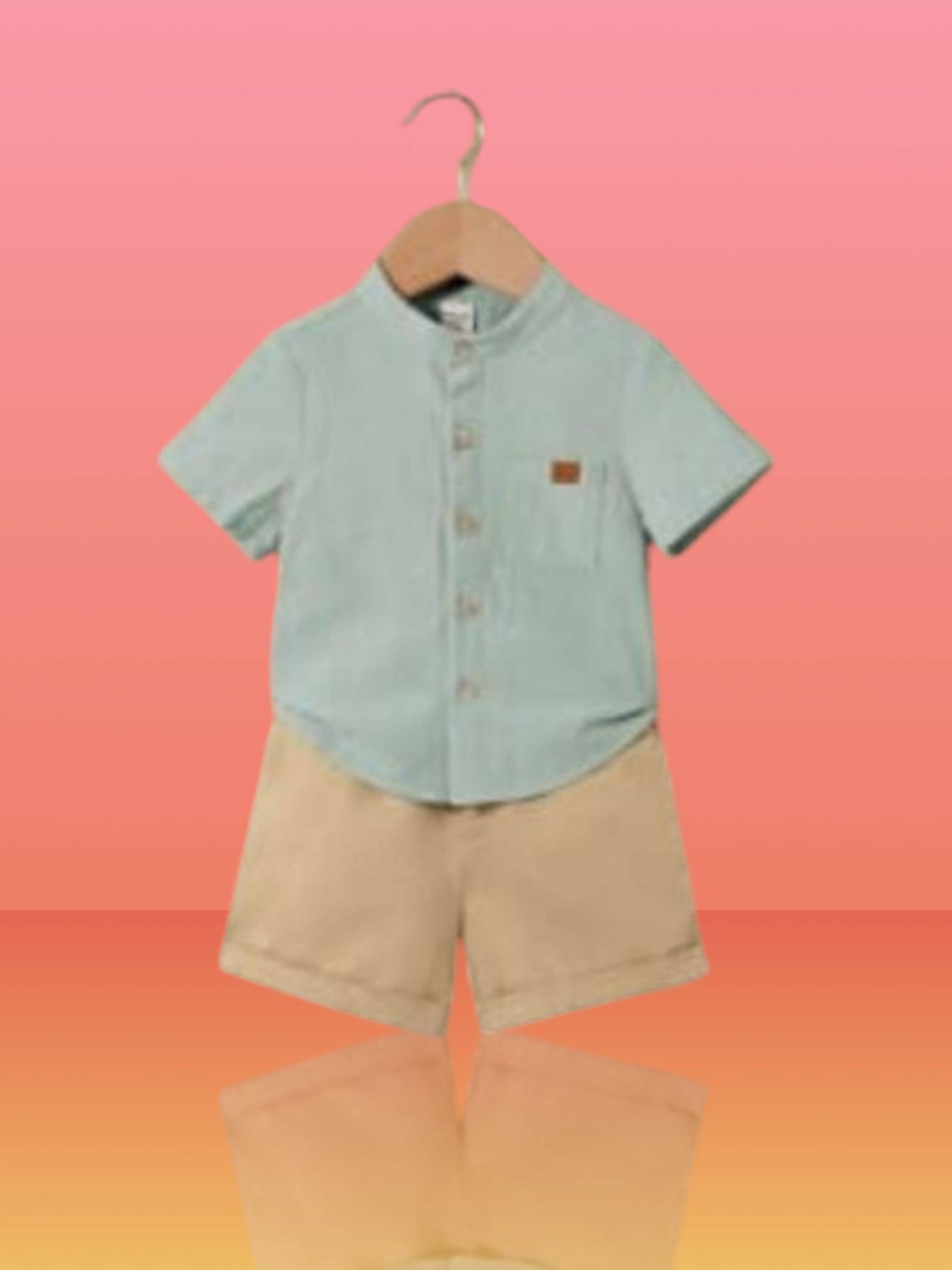 ODIMENT Pack of 1 Boys Cotton Shirt & Pants Set ( Mint Green )     			ODIMENT Pack of 1 Boys Cotton Shirt & Pants Set ( Mint Green )