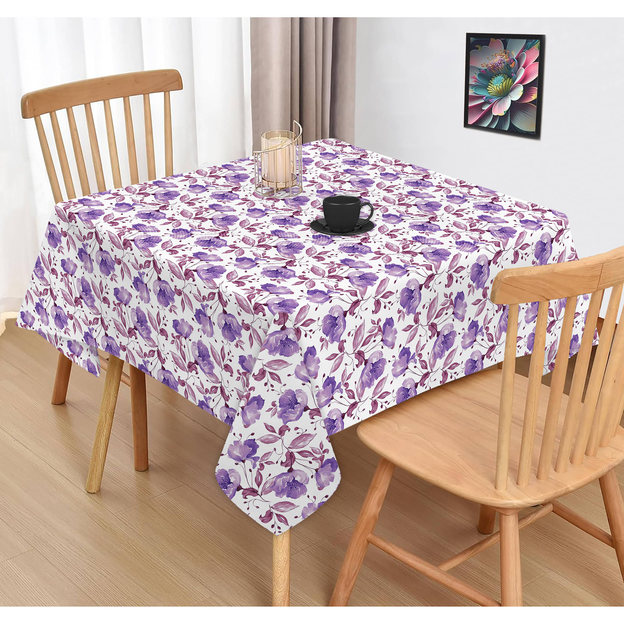 Oasis Hometex Printed Cotton 2 Seater Square Table Cover ( 102 x 102 ) cm Pack of 1 Purple Oasis Hometex Printed Cotton 2 Seater Square Table Cover ( 102 x 102 ) cm Pack of 1 Purple